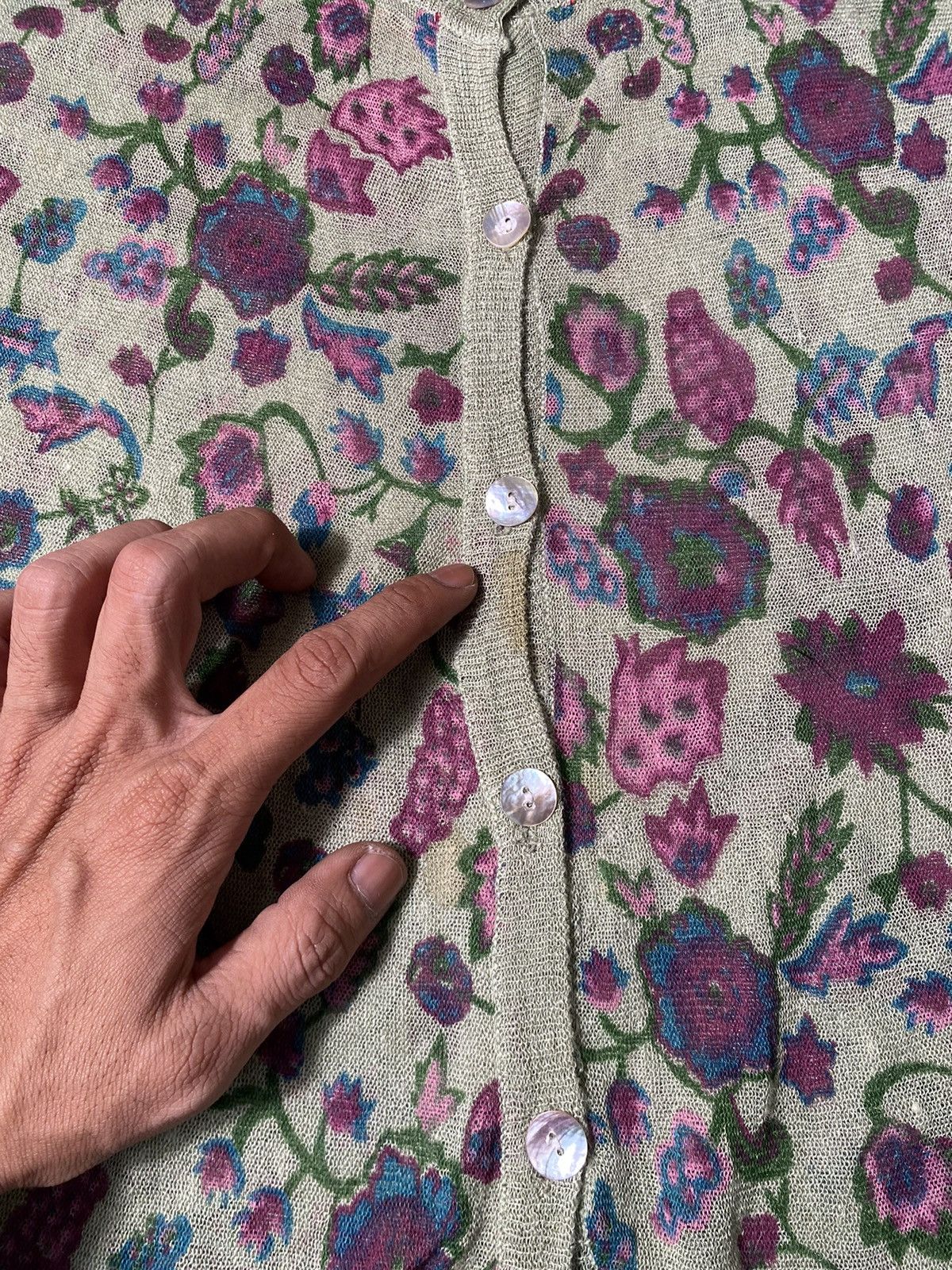 Japanese Brand Vtg Knit Japanese Brand Full Flowers Size ONE SIZE - 3 Thumbnail