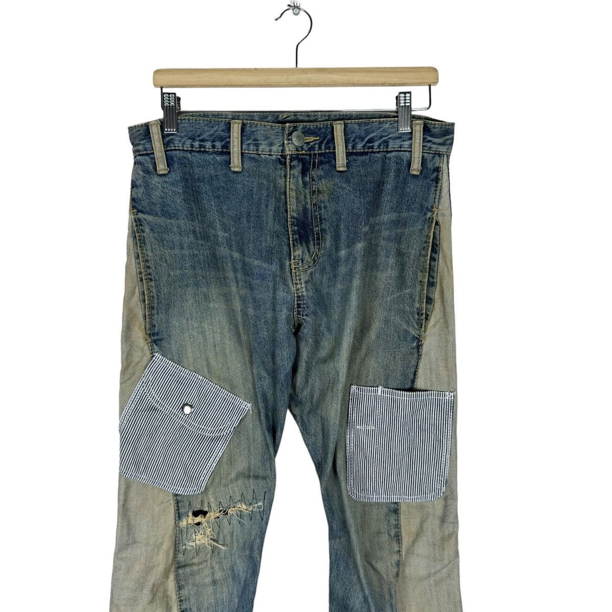 Japanese Brand ☀️LUCY Denim Two Tone Colour Patchwork Jeans Size US 33 - 5 Thumbnail
