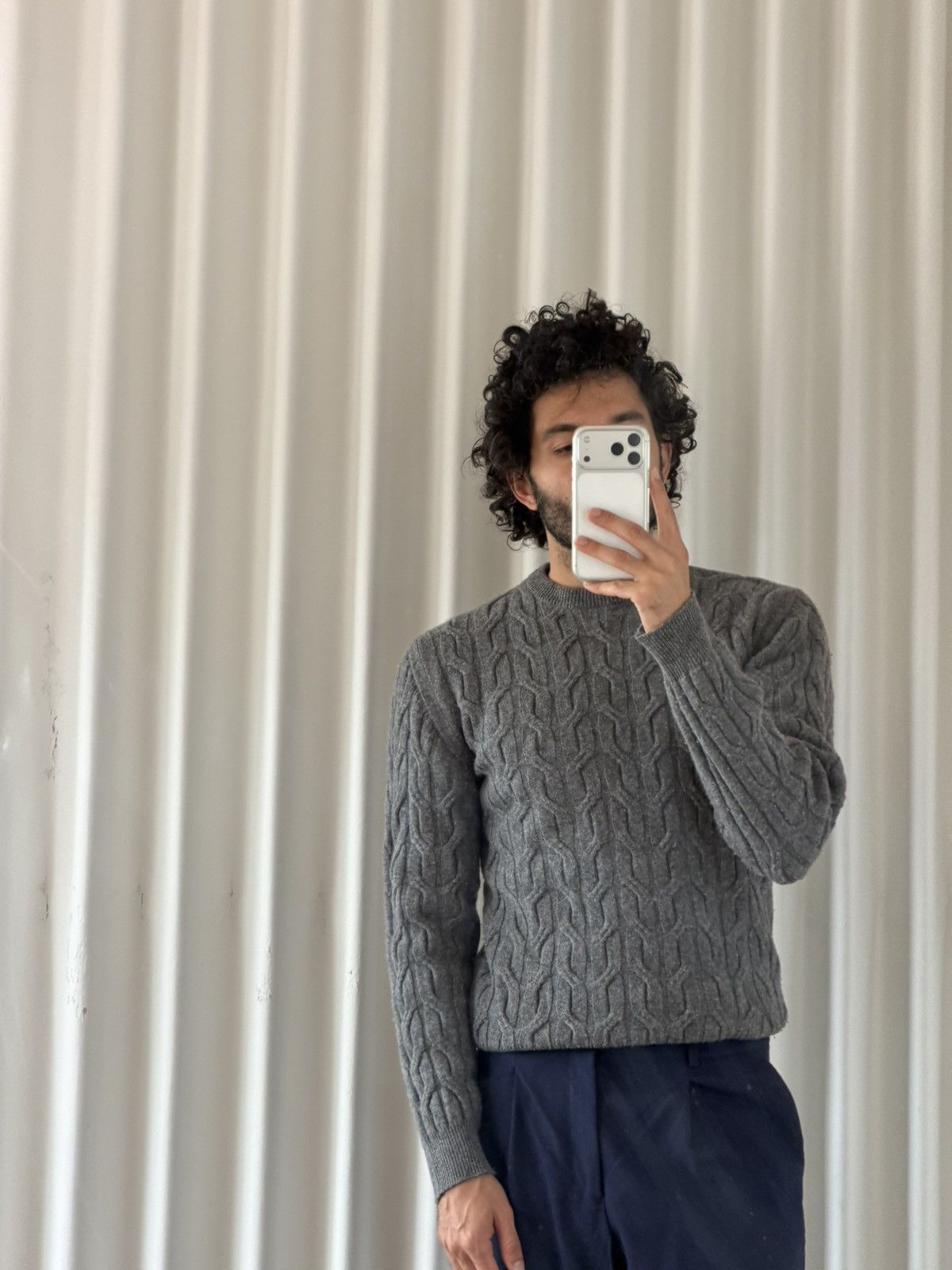 Lanvin Lanvin Grey Cable Knit Sweater Size US S / EU 44-46 / 1 - 1 Thumbnail