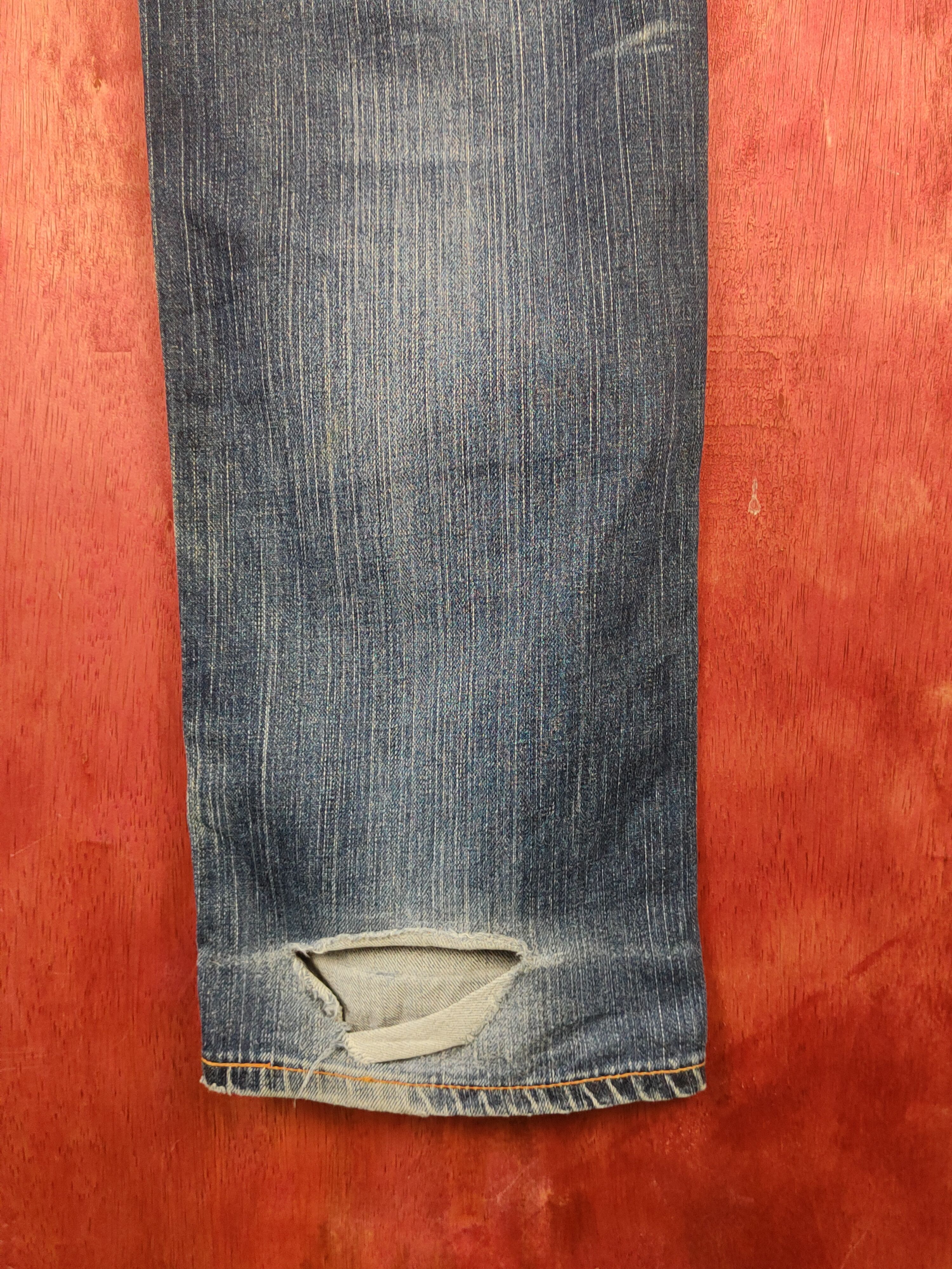 Edwin Edwin Dark Blue Distressed Ripped Jeans #S2198 Size US 31 - 13 Thumbnail