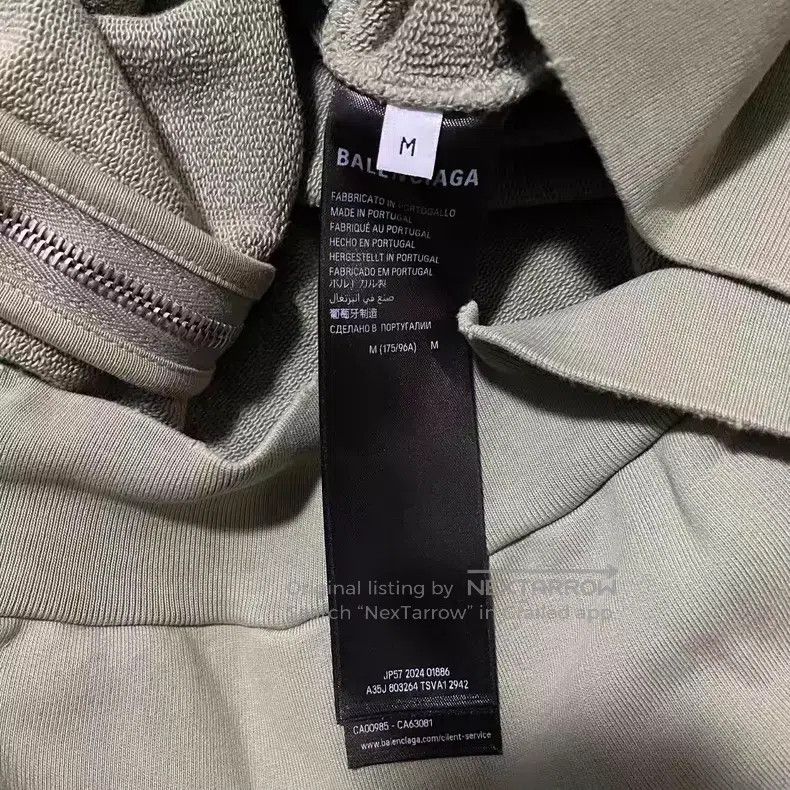 Balenciaga Balenciaga Military Green Destroyed Washed Zip-Up Hoodie J Size US M / EU 48-50 / 2 - 4 Thumbnail