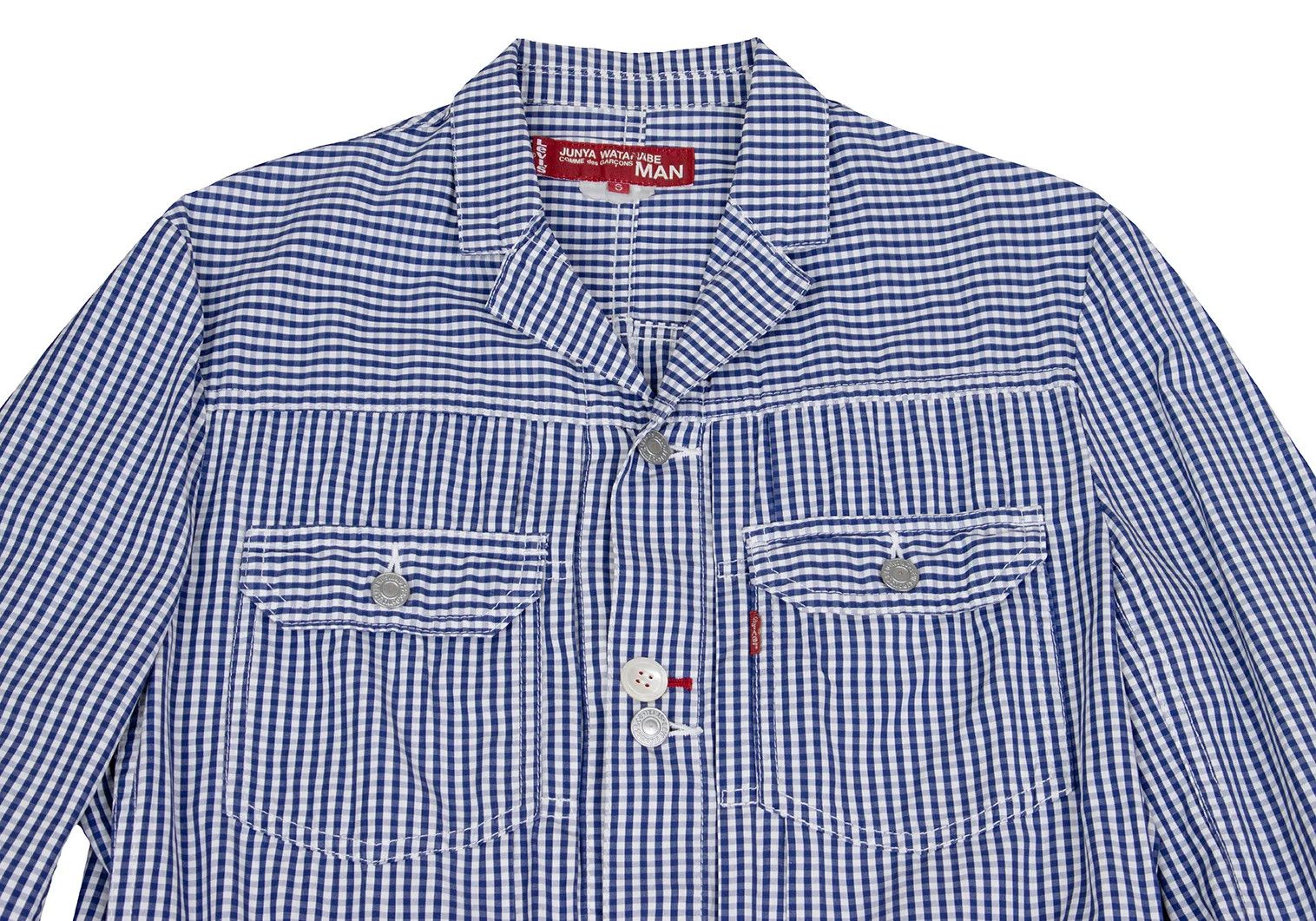 Junya Watanabe Double Button Check Shirt Jacket in Blue and White, Size S Size US S / EU 44-46 / 1 - 2 Thumbnail