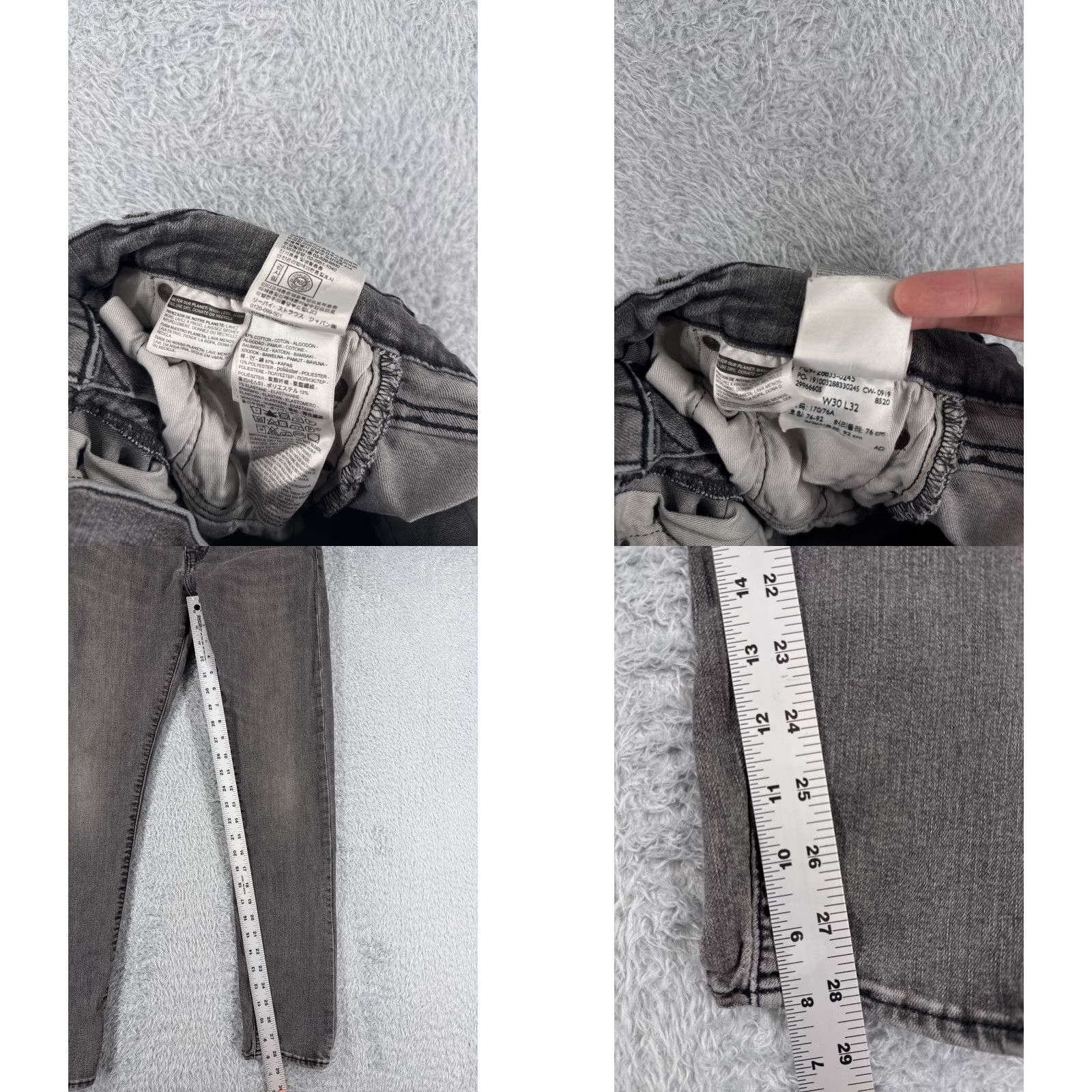 Levi's Levi's 512 Jeans Regular 30 Black Denim Cotton 5-Pocket Distressed Stretch Skinny Vintage No Size US 30 / EU 46 - 8 Thumbnail