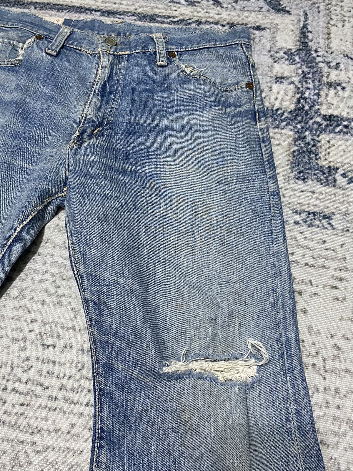Vintage Vintage Distressed 70's CANTON Bootcut Half Selvedge Jeans Size US 32 / EU 48 - 5 Thumbnail