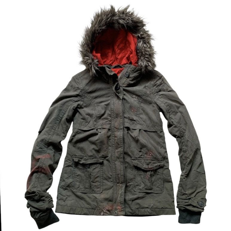 Abercrombie & Fitch 🔥 Thrashed 🔥 Abercrombie and fitch removeable fur jacket Size US S / EU 44-46 / 1 - 3 Thumbnail