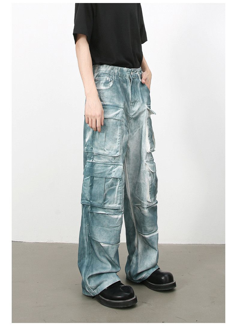 Japanese Brand × Jean High street multi-pocket ink tie-dye cargo jeans Size US 32 / EU 48 - 5 Thumbnail