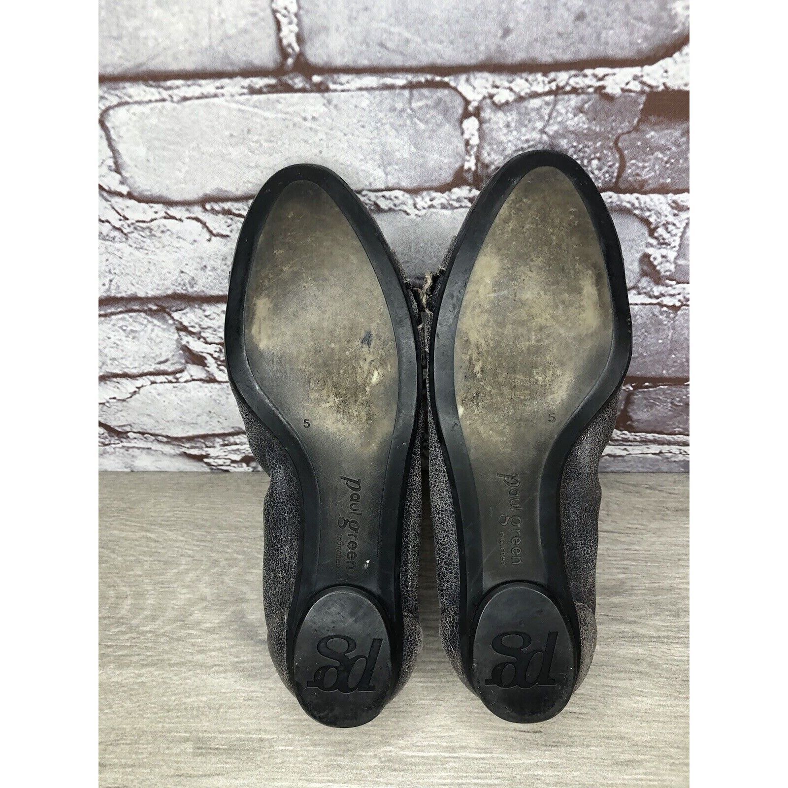 Other PAUL GREEN Pewter Leather Shimmer Zipper Ballet Flats Women Size US 7.5 / IT 37.5 - 8 Thumbnail