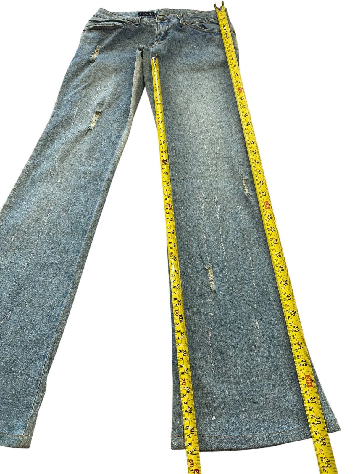 Japanese Brand Roux Di Peree Distressed Shimmer Style Flare Jeans Size 28" / US 6 / IT 42 - 8 Thumbnail