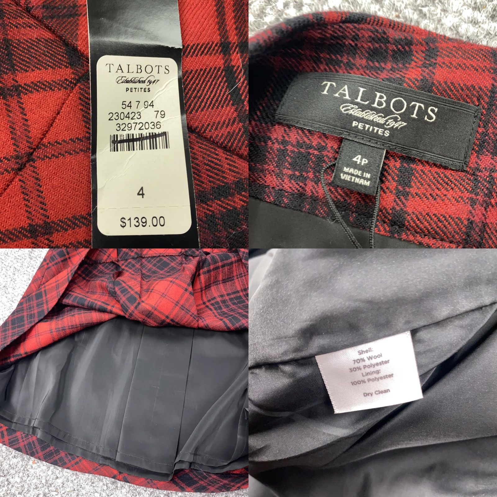 Talbots Talbots Skirt Womens 4P Red Black Plaid Wool Blend Lined Long Petite A-Line Size 27" / US 4 / IT 40 - 8 Thumbnail