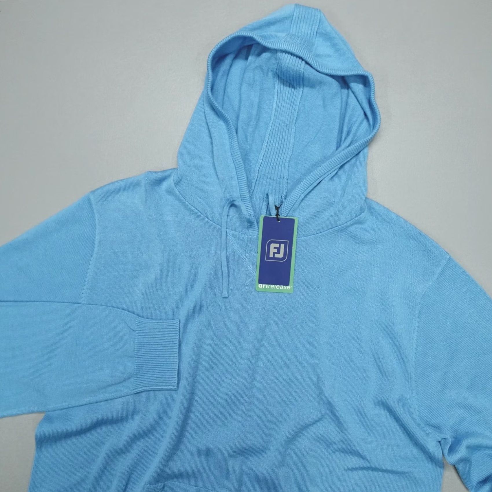Footjoy FootJoy Dri-Release Performance Hoodie Sweater Men's Size L Riviera Wool Blend Blue Pullover Knit Pockets Hooded Sports Golf Regular Adults Mens Size US L / EU 52-54 / 3 - 2 Thumbnail
