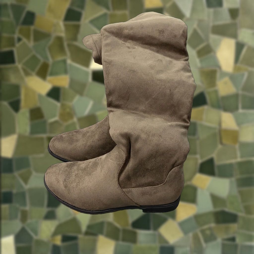 Vintage Dream Pairs Boots Womens Size 7 Khaki Suede Over Knee Zip Block Heel Riding Boot Women Boots Size US 6 / IT 36 - 1 Thumbnail