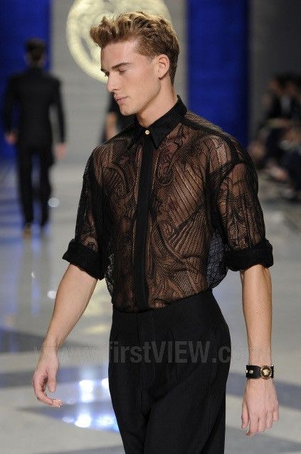 Versace SS12 Runway Lace Shirt Black Medusa French Lace Sheer 38 Size US M / EU 48-50 / 2 - 21 Thumbnail