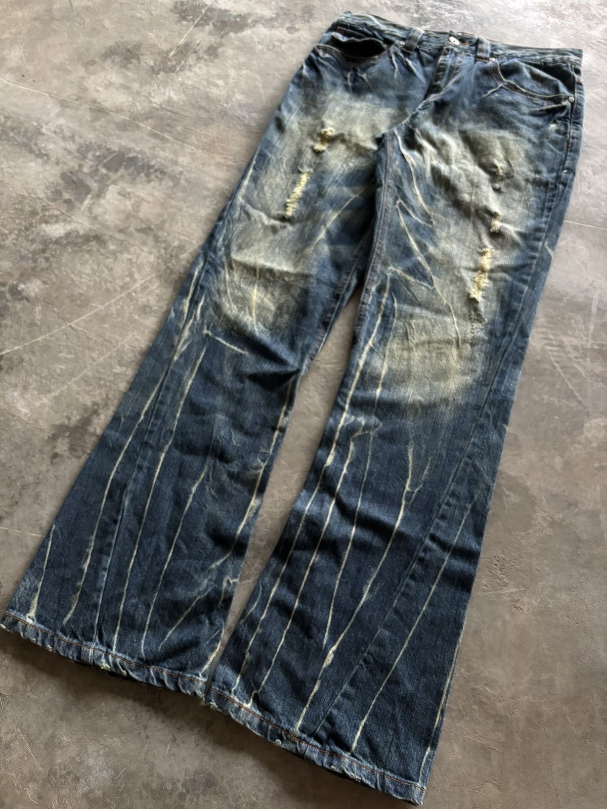 Tornado Mart NYLAUS flare distressed rusty mud wash mudmax style japanese Size US 31 - 12 Thumbnail