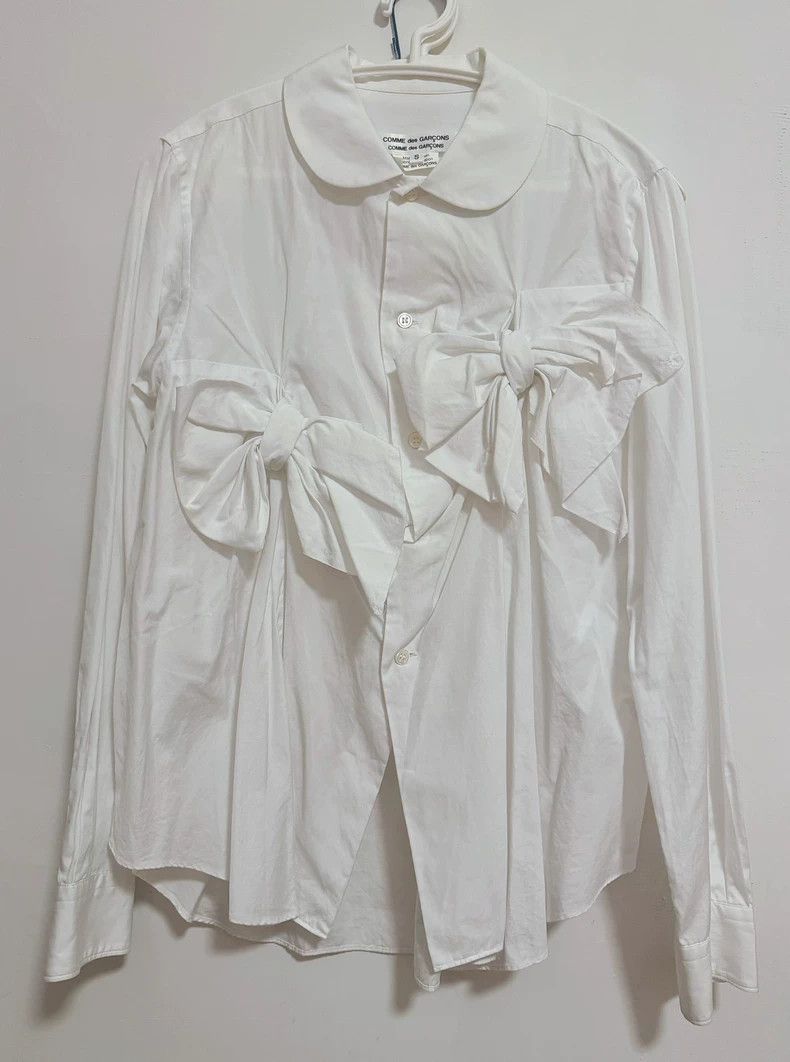 CDG White Shirt with Double Bow Ties- DMC