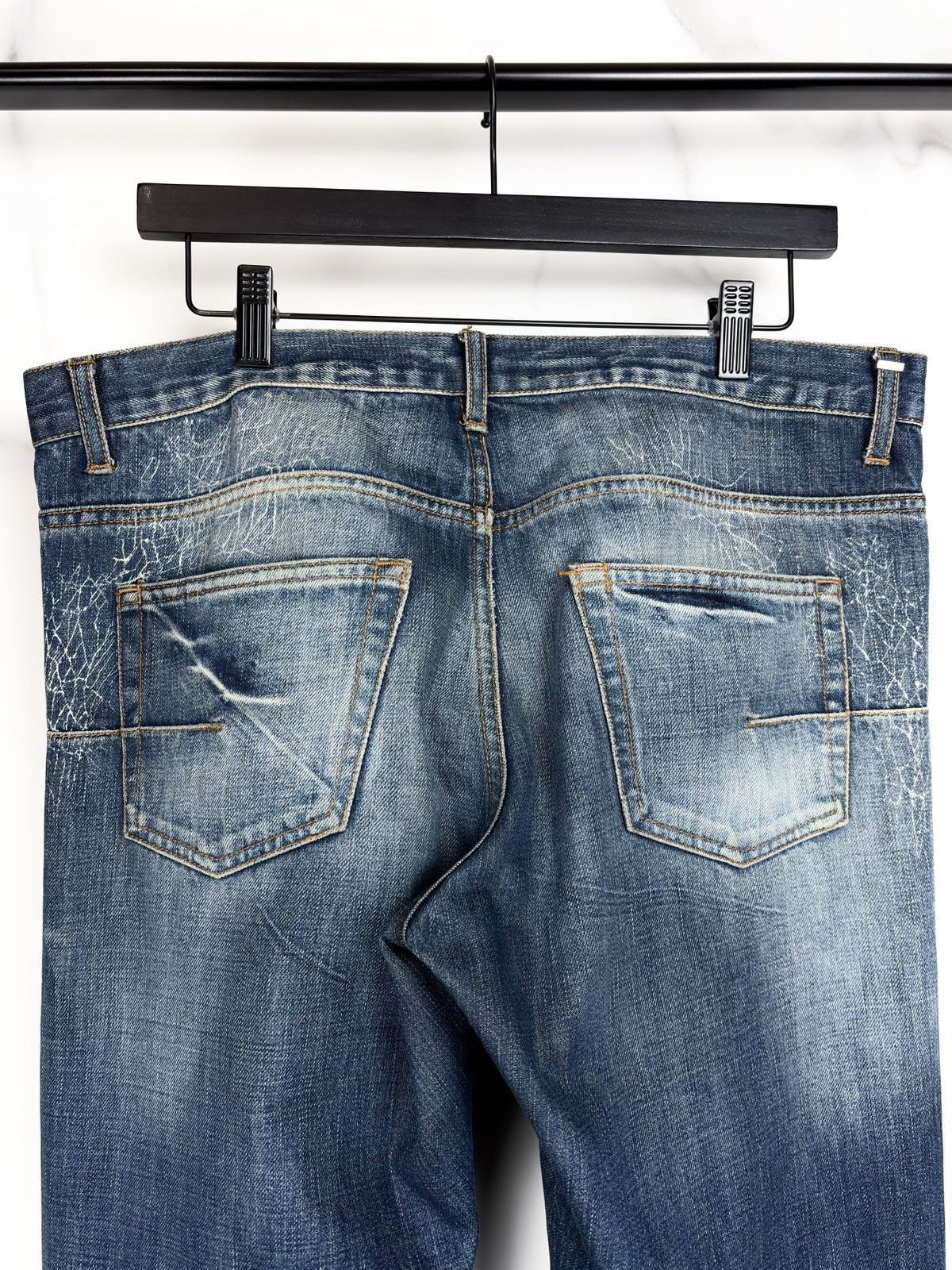 Dior × Hedi Slimane SS07 Dior Homme Spider Web Faded Denim Jeans Hedi Slimane Size US 34 / EU 50 - 4 Thumbnail