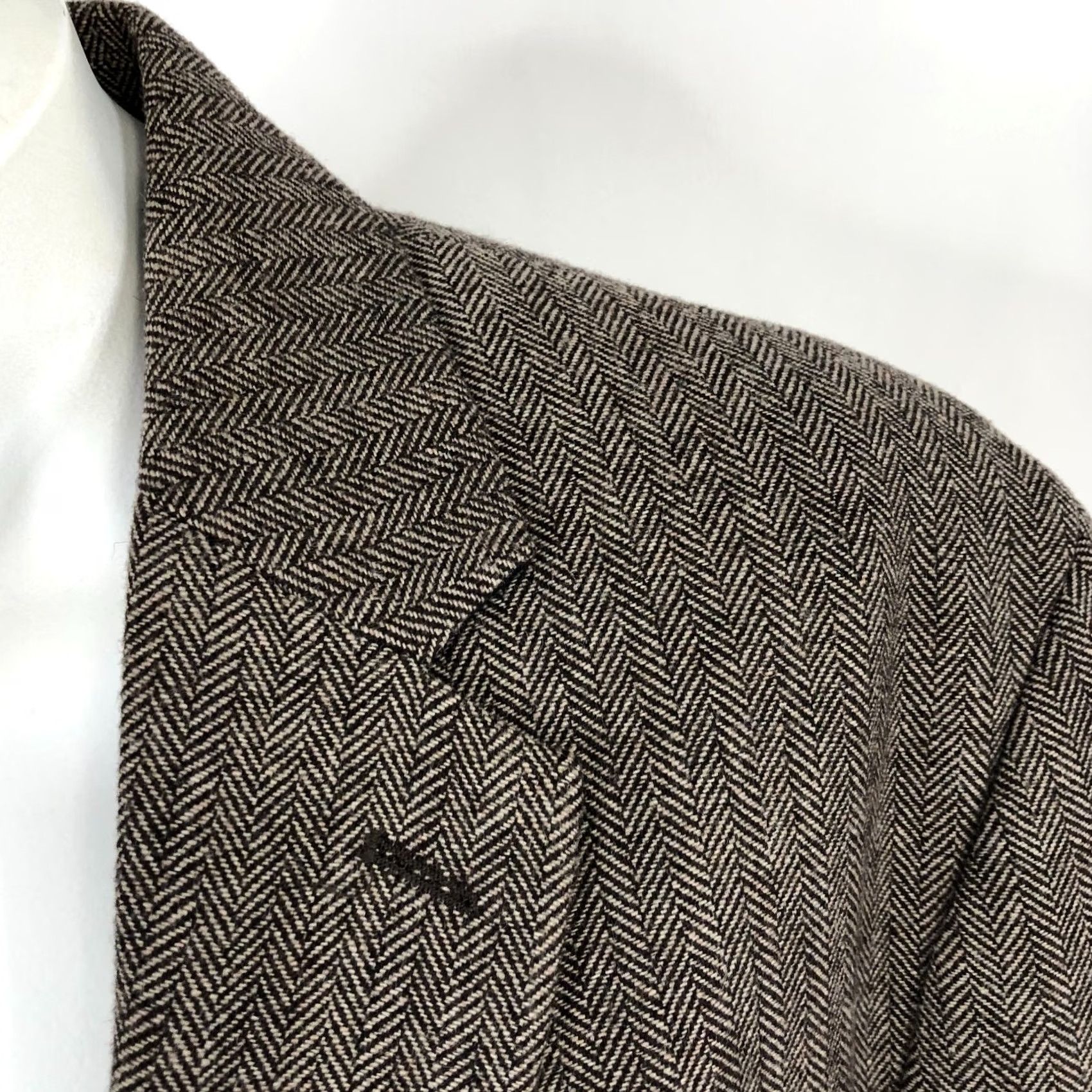Tasso Elba Tasso Elba Sport Coat Jacket Brown Herringbone Wool-Blend Notch Lapel 2-Button 4-Button Sleeve Double-Vented Regular L Mens Size US L / EU 52-54 / 3 - 2 Thumbnail