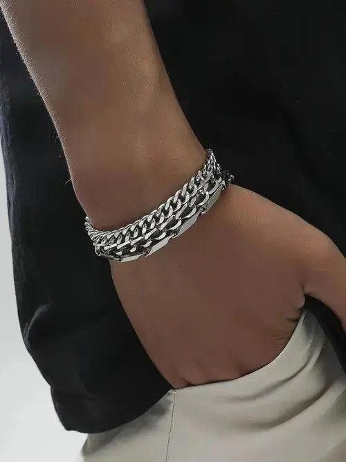 Jewelry Double Layered Chain Link Bracelet Size ONE SIZE - 1 Thumbnail