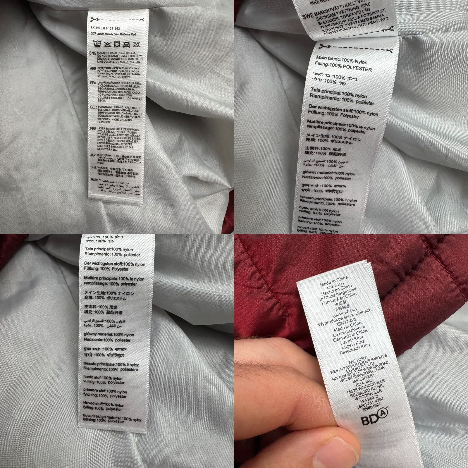Alife Orangetheory Vest Quilted Puffer Red Womens Small Sleeveless Activewear Casual Outdoor Sports Athleisure Zip Full Zip Pockets Size S / US 4 / IT 40 - 8 Thumbnail