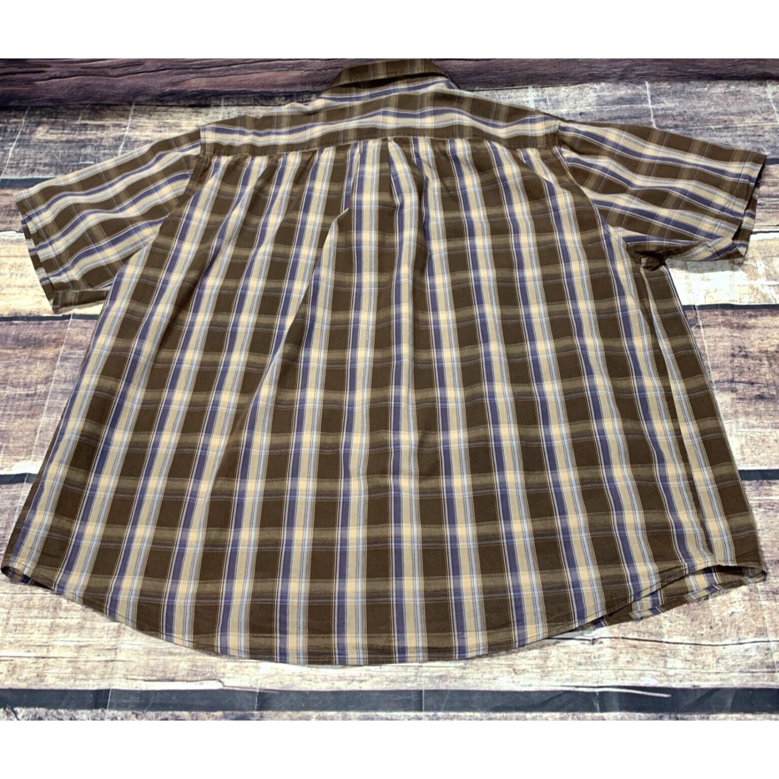 Rails Open Trails Mens Short Sleeve Shirt XXXL Brown Blue Tan Plaid Button Up Shirt Size US XXL / EU 58 / 5 - 7 Thumbnail