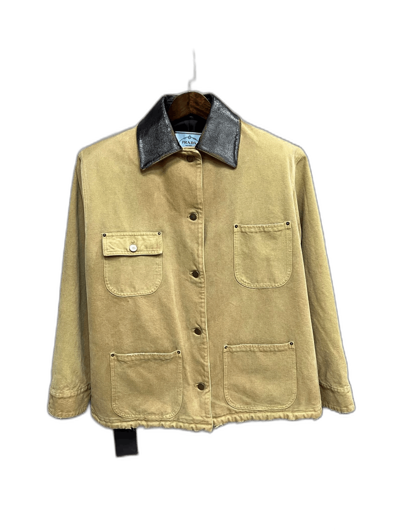 Prada Prada Light Brown Work Jacket with Leather Collar -2505 Size XS / US 0-2 / IT 36-38 - 1 Thumbnail