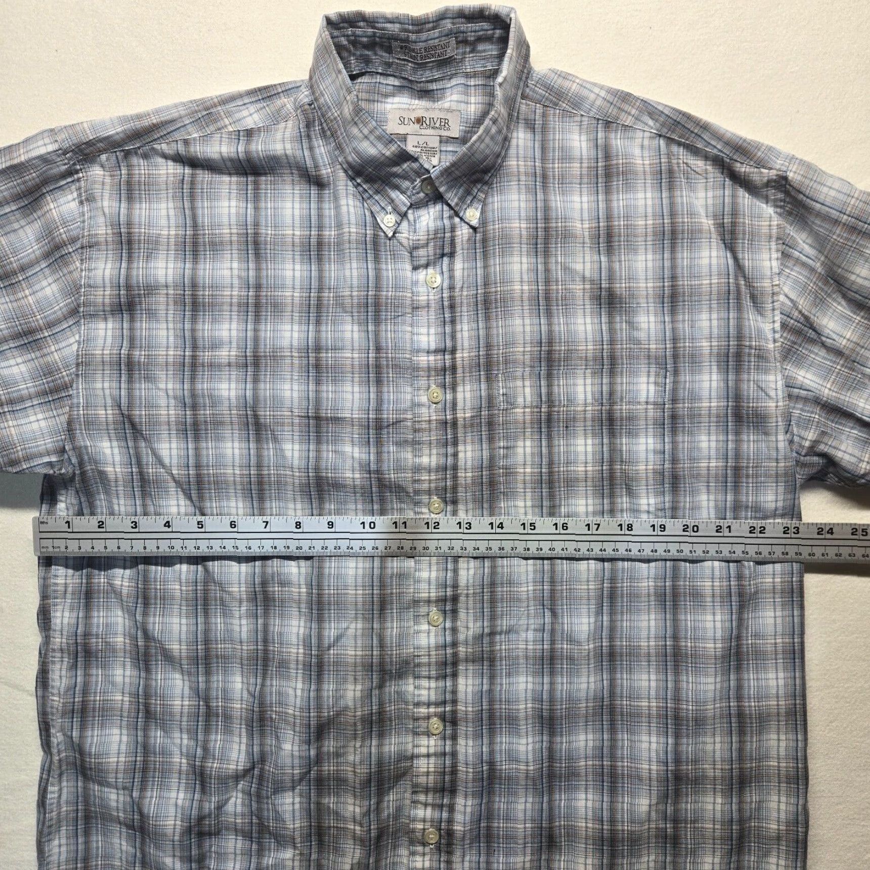 Vintage Sun River Blue Check Short Sleeve Button-Up Shirt Adult Large Mens Size US L / EU 52-54 / 3 - 4 Thumbnail