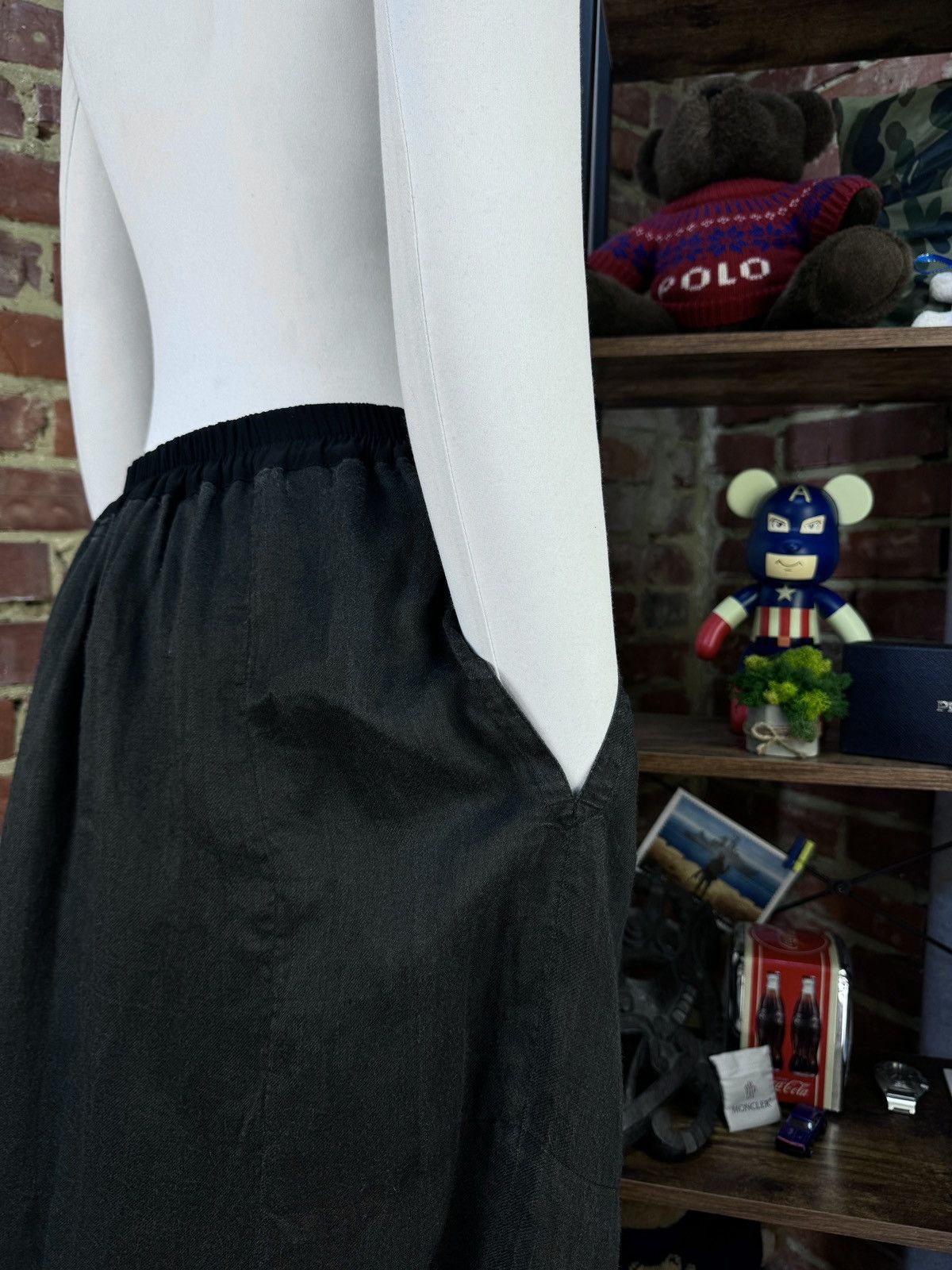 Designer × Vintage CHRISTA DE CAROUGE Avant Garde Vintage Linen Skirt Pockets Size 34" / US 12 / IT 48 - 4 Thumbnail