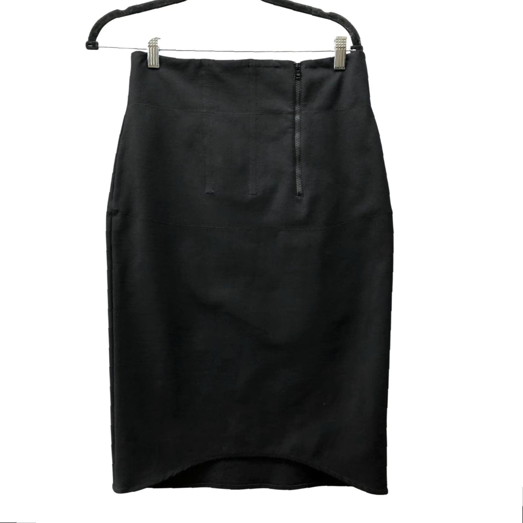 Acne Studios Acne Studios Rene Stretch Pencil Skirt Womens 8 Black Zip Cotton Blend Skirt Knee Length Satin Tweed Fall Spring Summer Size 30" / US 8 / IT 44 - 2 Thumbnail