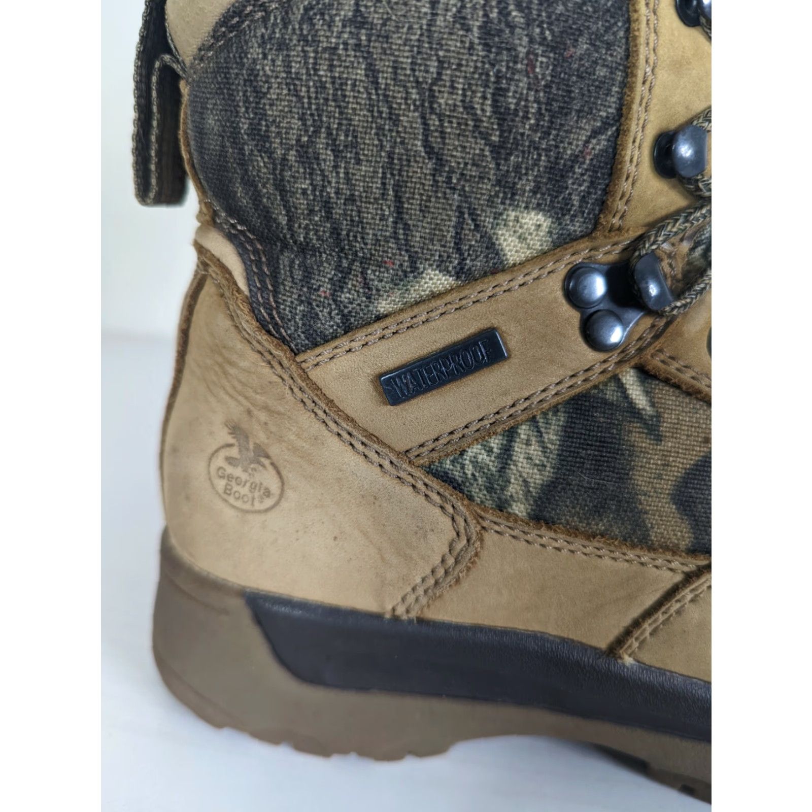 Vintage GEORGIA BOOT Thinsulate 600 Camo Steel Toe Work Boot G3464 Men's Size 8MBrown Leather Waterproof Boots Mens Size US 8 / EU 41 - 3 Thumbnail