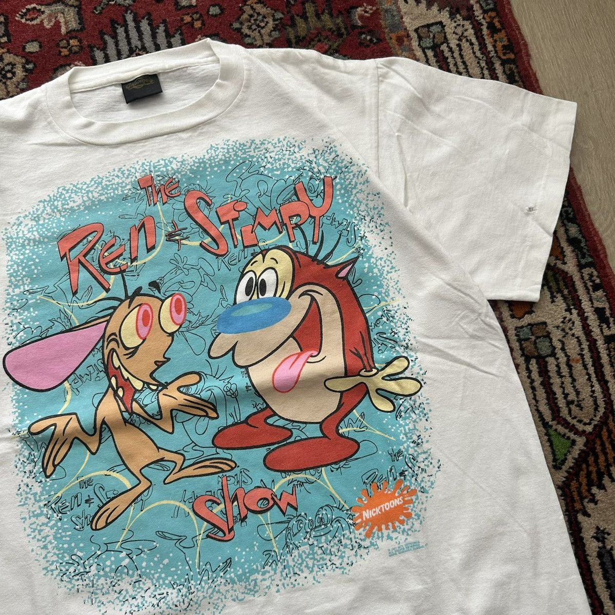 Vintage Vintage 1991 Ren & Stimpy Nickelodeon Graphic Tee Size US XL / EU 56 / 4 - 4 Thumbnail
