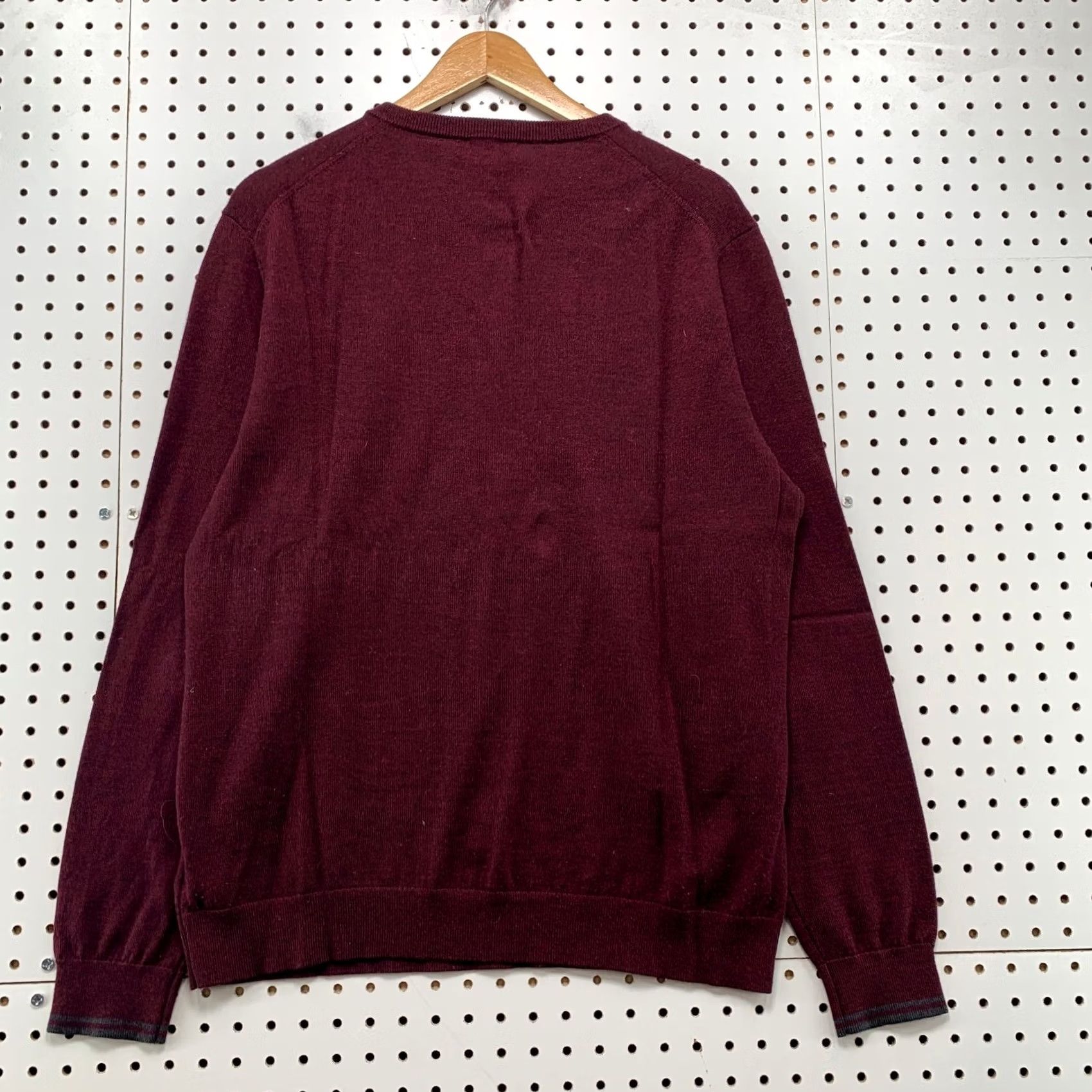 Calvin Klein Calvin Klein Merino Wool Sweater Mens Large Burgundy European Yarn Business Shirt Pullover Regular Knit Logo Winter Fall Men Size US L / EU 52-54 / 3 - 2 Thumbnail