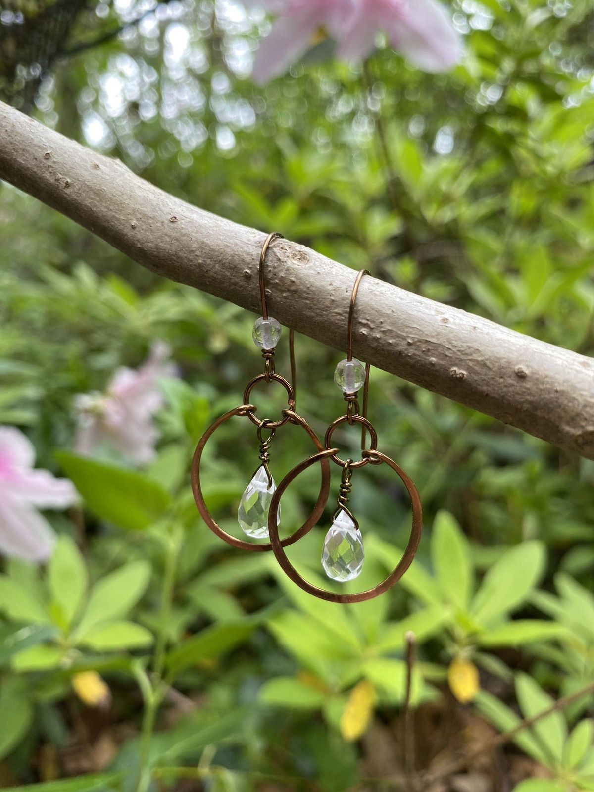 Handmade Clear Quartz Hoop Earrings Size ONE SIZE - 1 Thumbnail