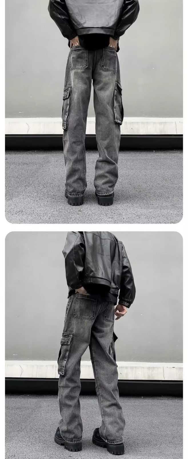 Jean High Street Style Dark Loose Cargo Jeans Size US 28 / EU 44 - 4 Thumbnail