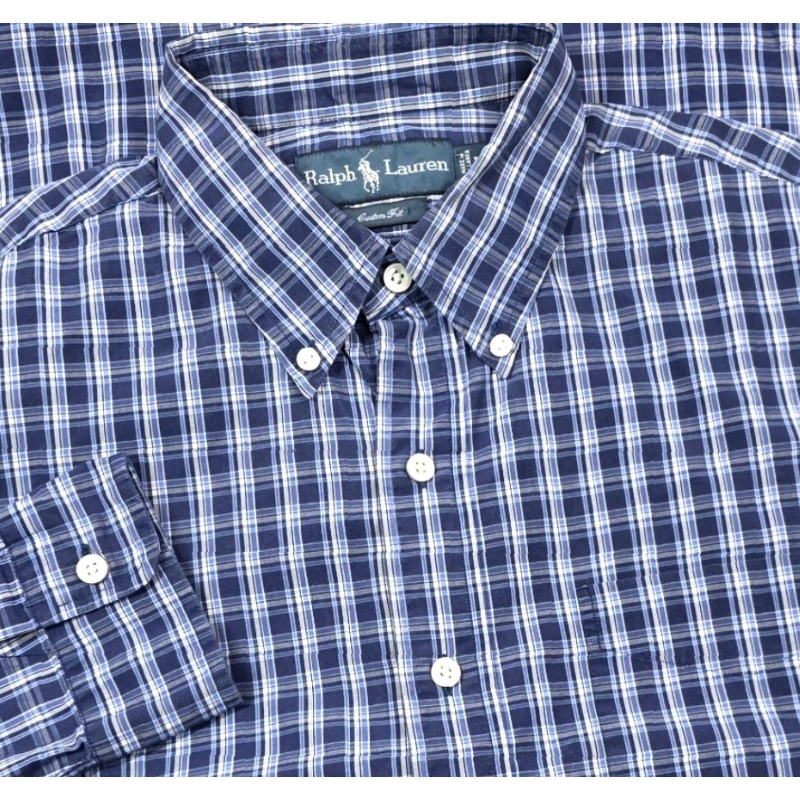Polo Ralph Lauren VINTAGE Polo Ralph Lauren Button-Up Shirt Men L Blue Plaid Classic Fit Long Sleeve Polo Ralph Lauren Blaire Size US L / EU 52-54 / 3 - 2 Thumbnail