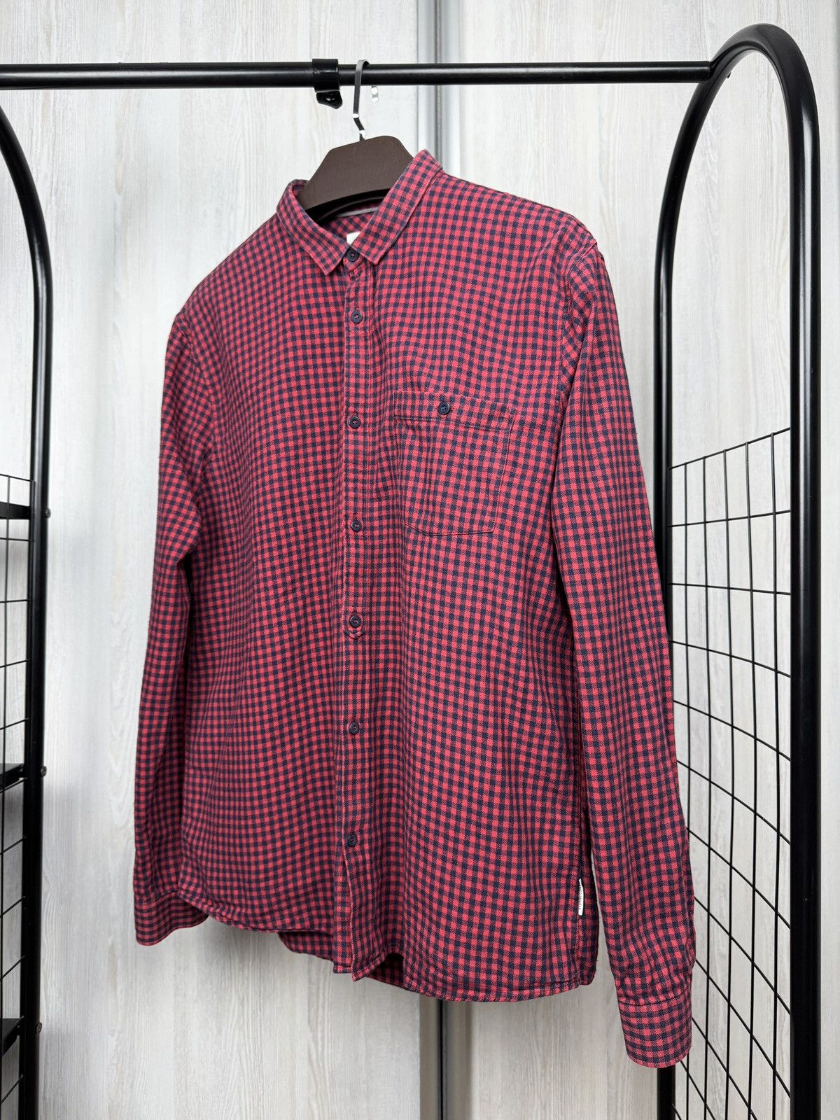 Designer Armedangels checkered plaid flannel long sleeve red shirt Size US XL / EU 56 / 4 - 4 Thumbnail