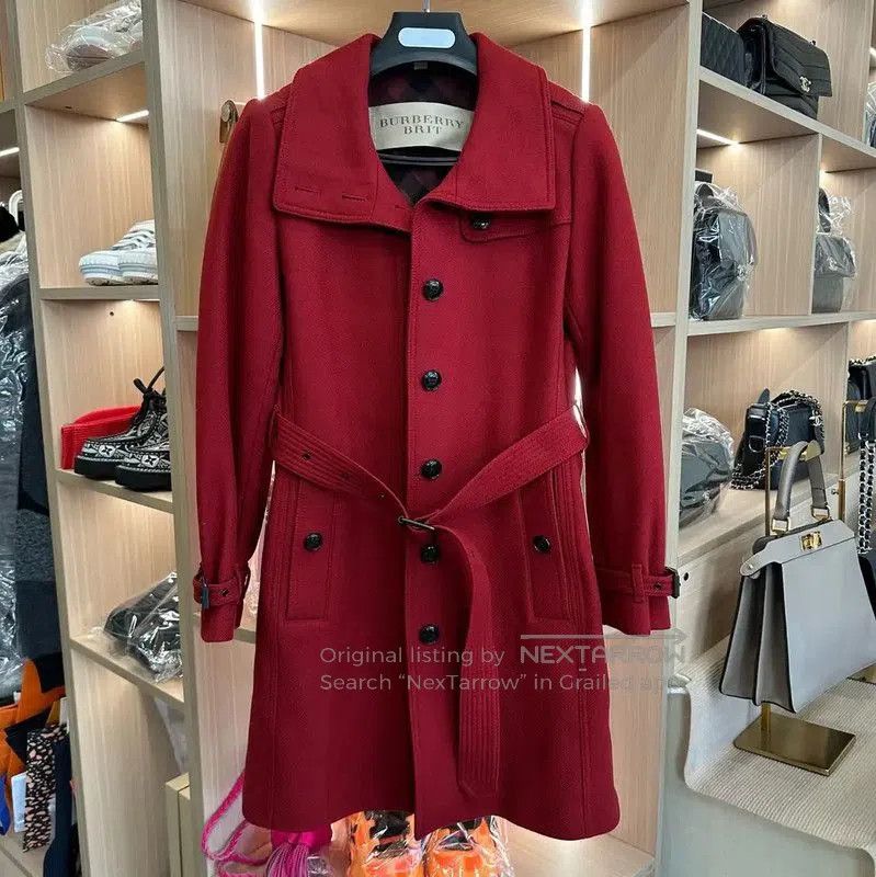 Burberry Burberry Red Cashmere Coat for Women. Size L / US 10 / IT 46 - 1 Thumbnail