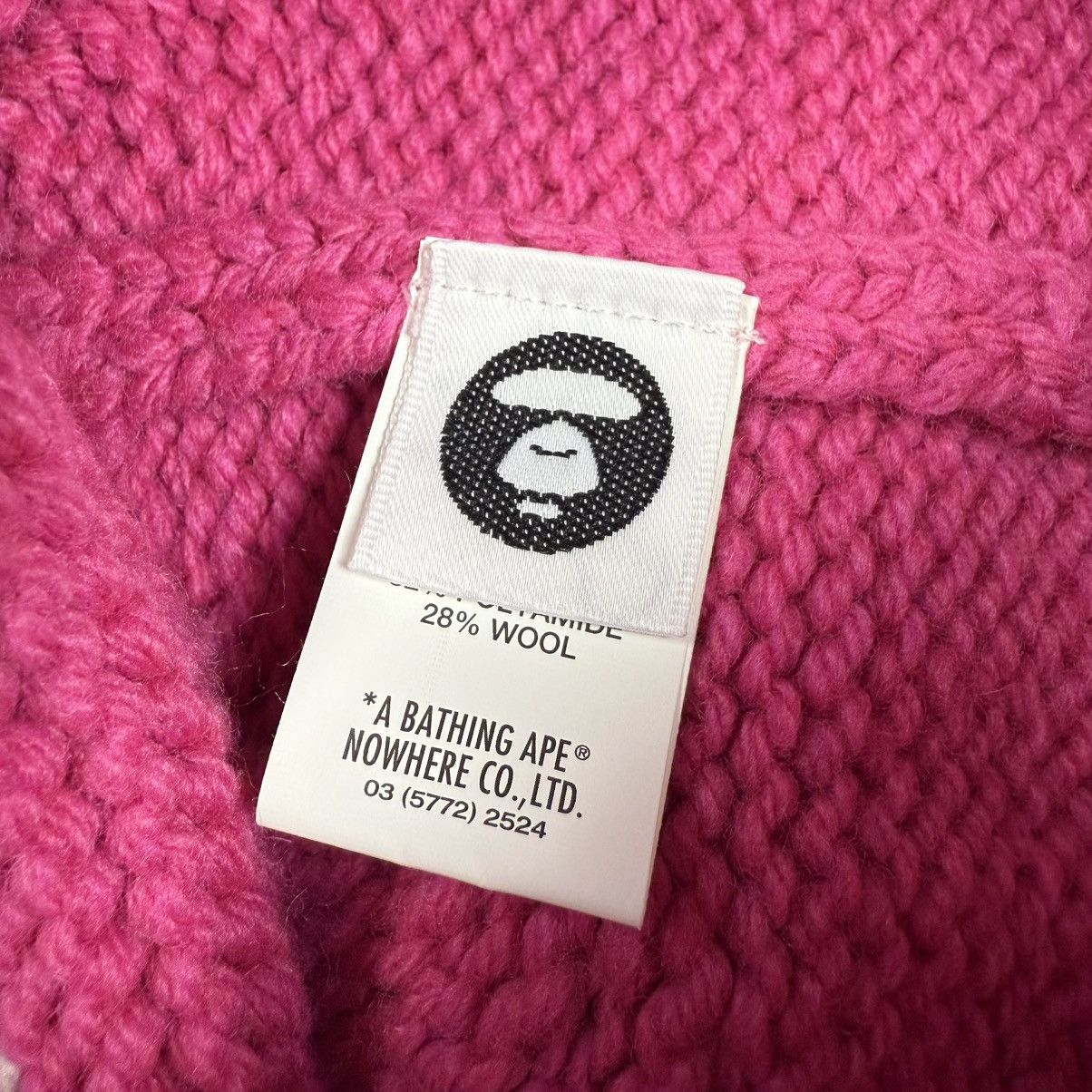 Aape A Bathing Ape Big Logo Knit ‘Pink’ Beanie Size ONE SIZE - 5 Thumbnail