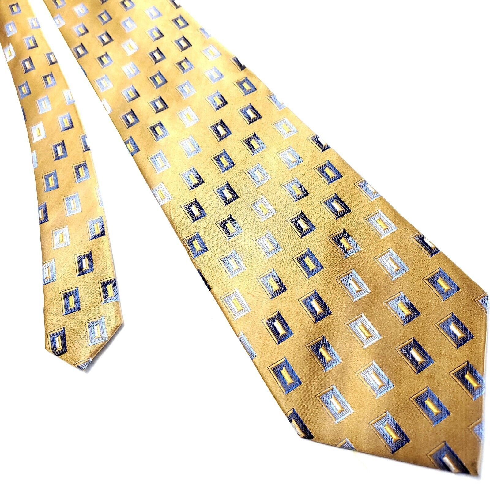Designer Martin Wong Screenplay Silk Tie Woven Geometric Short Wide Y Size ONE SIZE - 1 Thumbnail