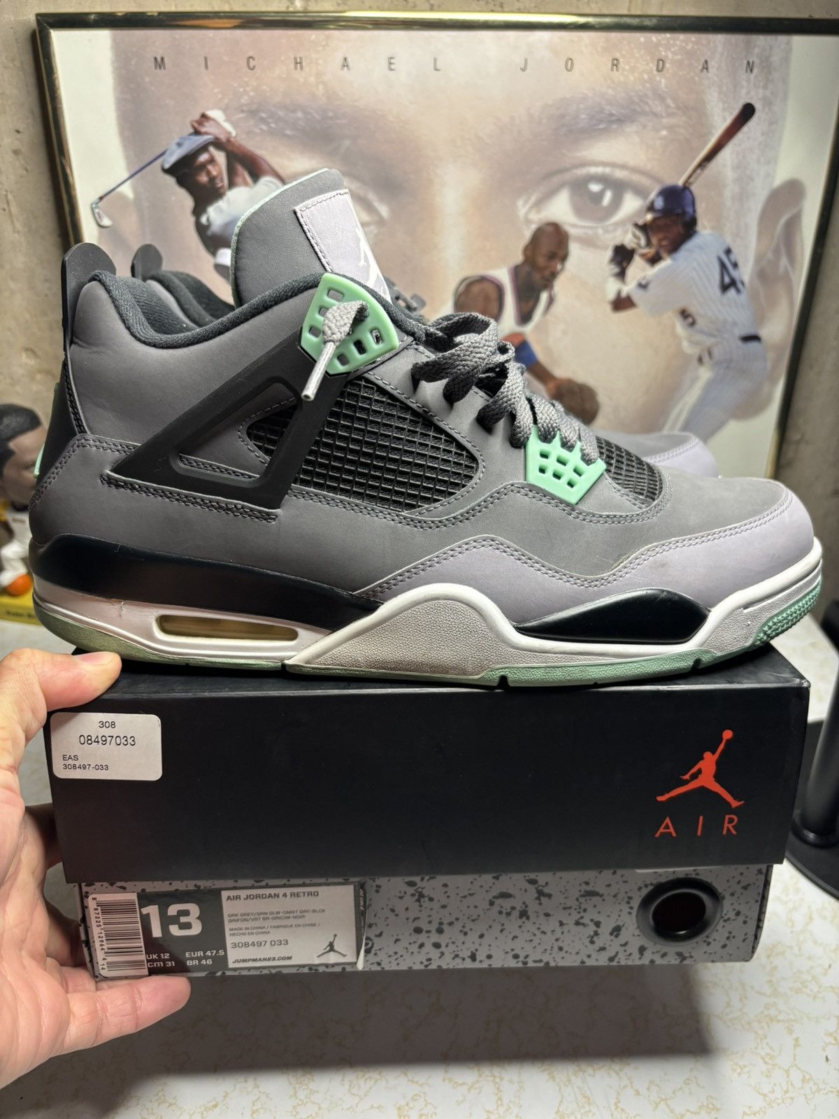 Jordan Brand Jordan Retro 4 ‘green glow’ Size US 13 / EU 46 - 1 Thumbnail