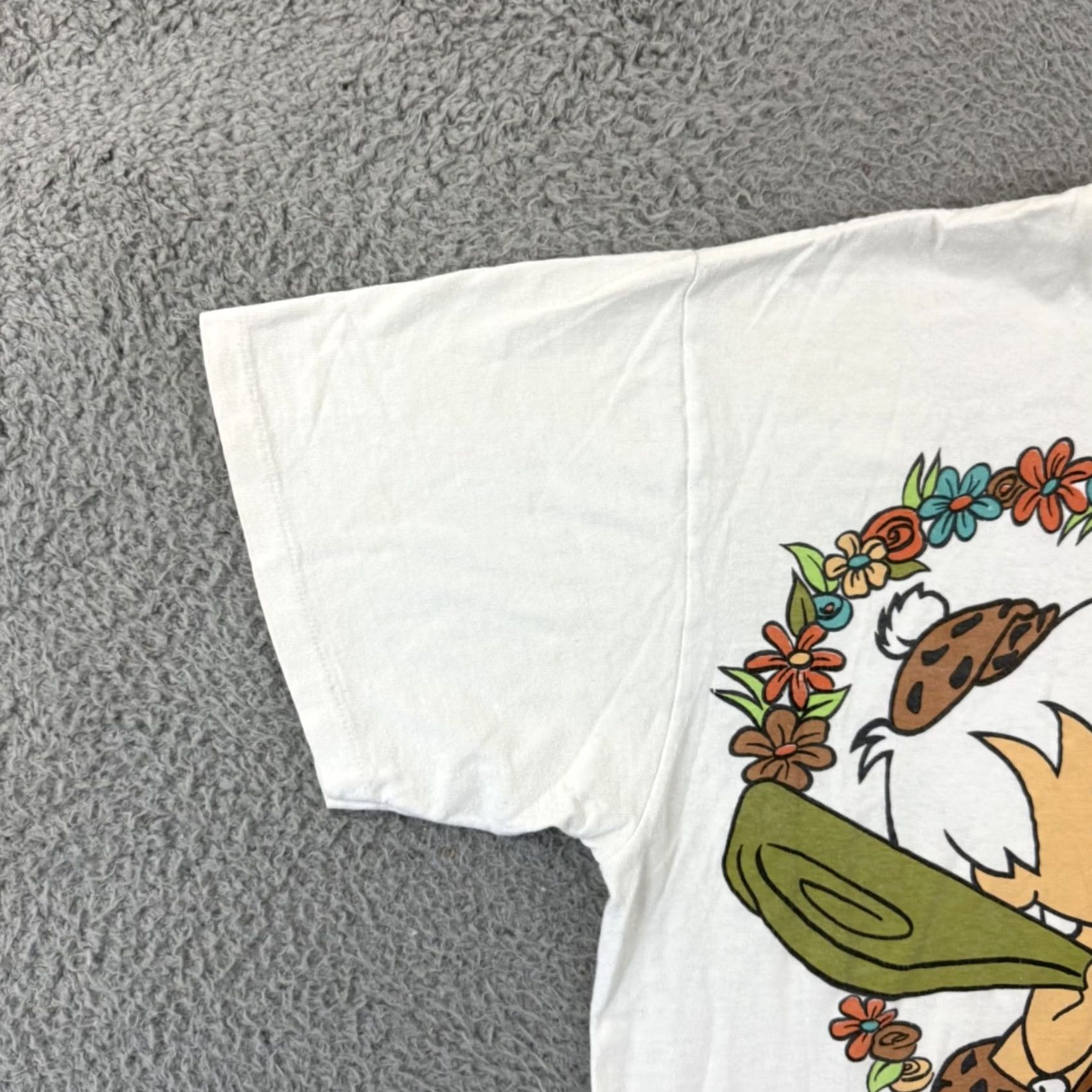 Delta VINTAGE Delta Pro Weight Shirt Mens Large White Pebbles Bam Bam 90s Flinstones Cartoon Graphic Print Short Sleeve Size US L / EU 52-54 / 3 - 5 Thumbnail