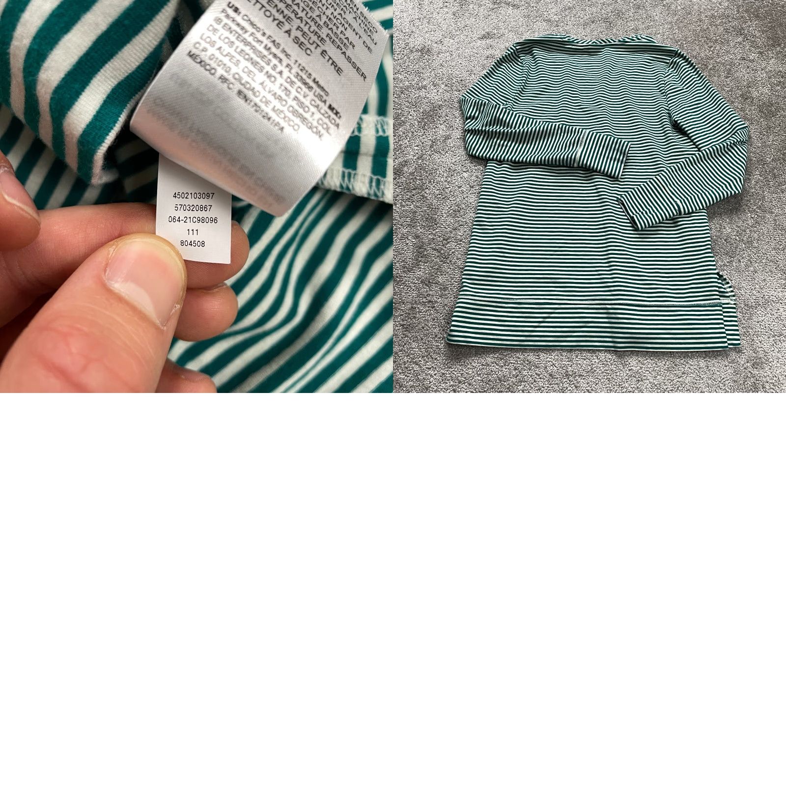Vintage VINTAGE Chico's Zenergy Women's T-Shirt Small Green Striped Cotton Spandex Casual Shirt Size S / US 4 / IT 40 - 8 Thumbnail
