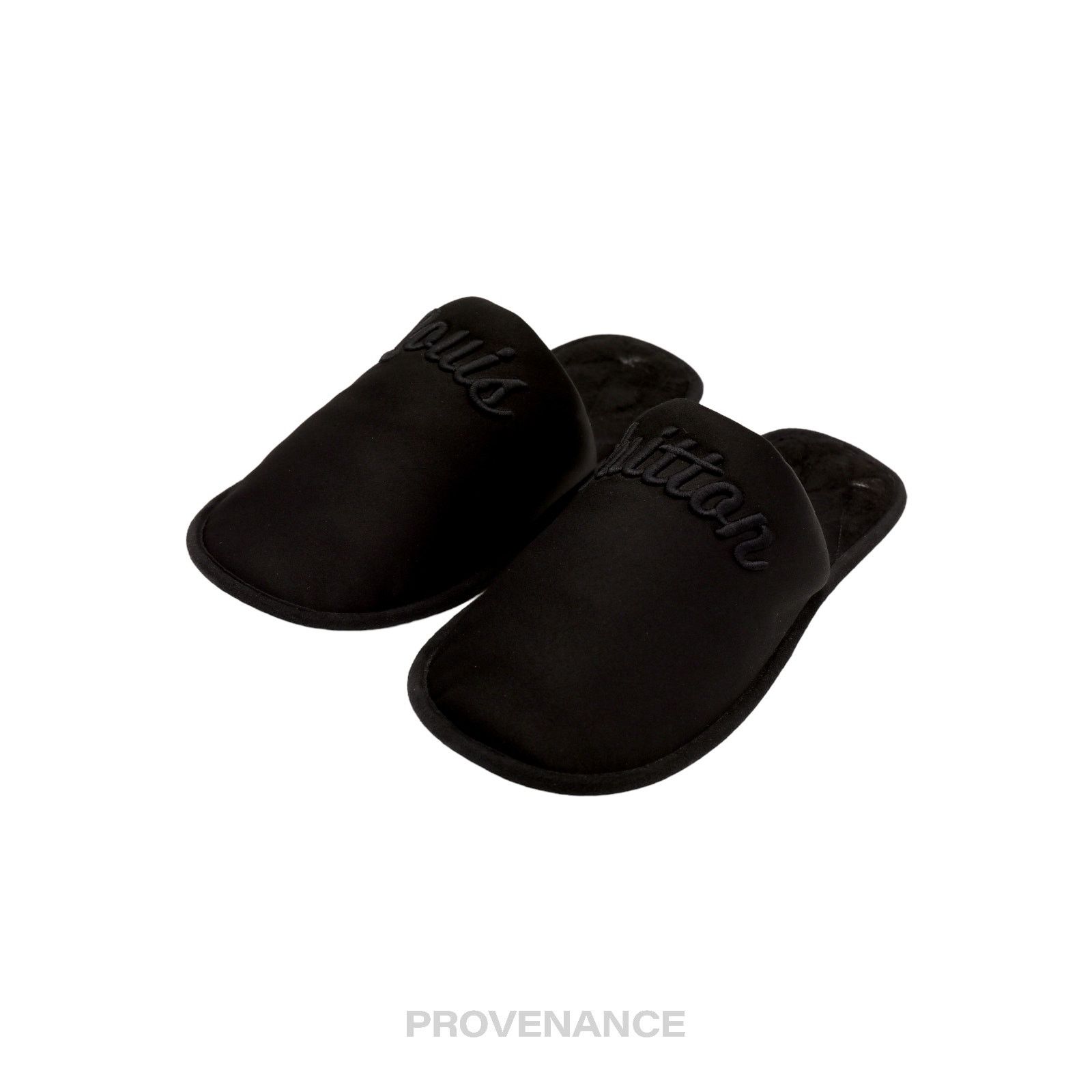 Louis Vuitton 🔴 Louis Vuitton Slipper - Script Embroidered Black Size US 7 / IT 37 - 4 Thumbnail