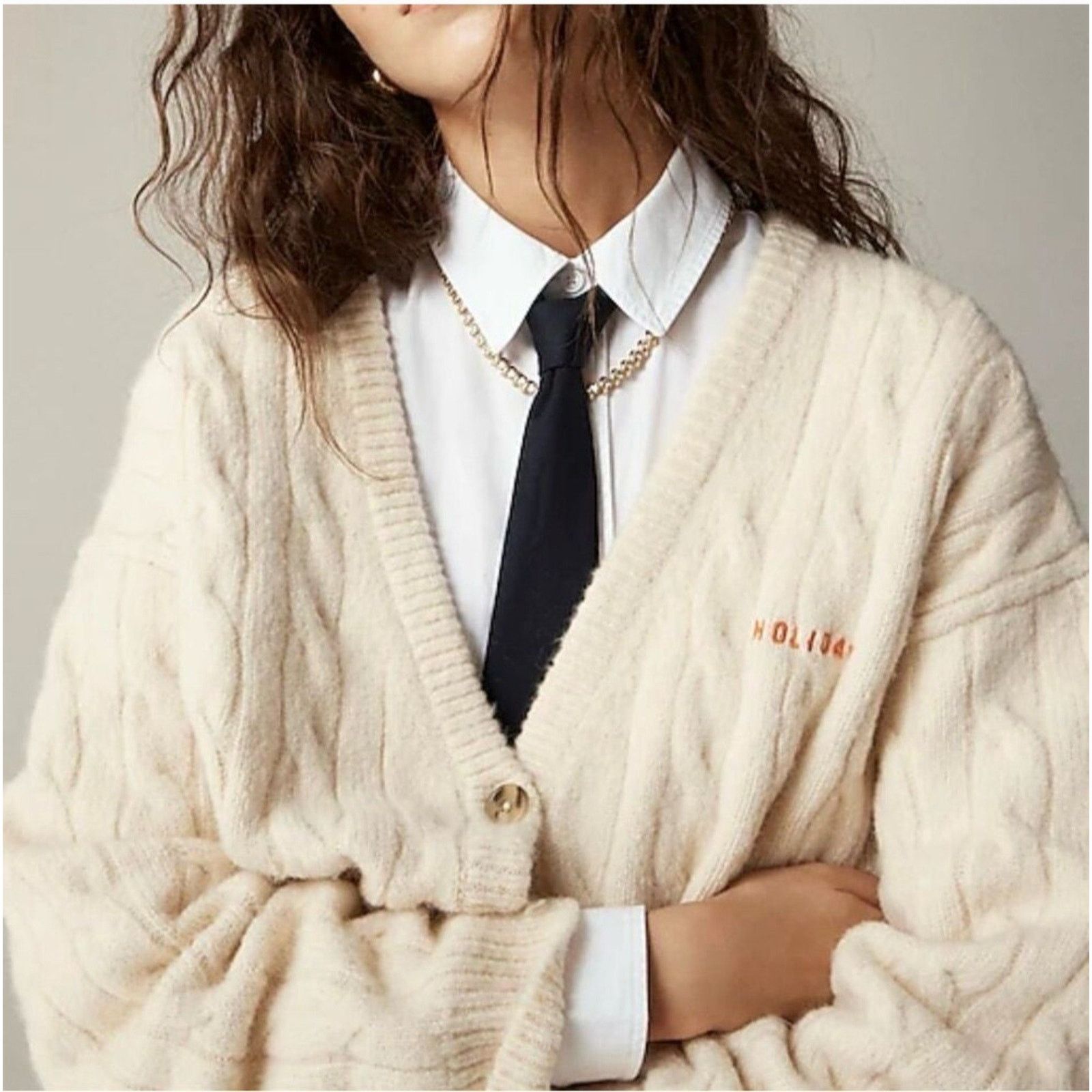 J.Crew J.Crew Limited Edition Cable-knit Stretch Holiday Cardigan Size S / US 4 / IT 40 - 1 Thumbnail