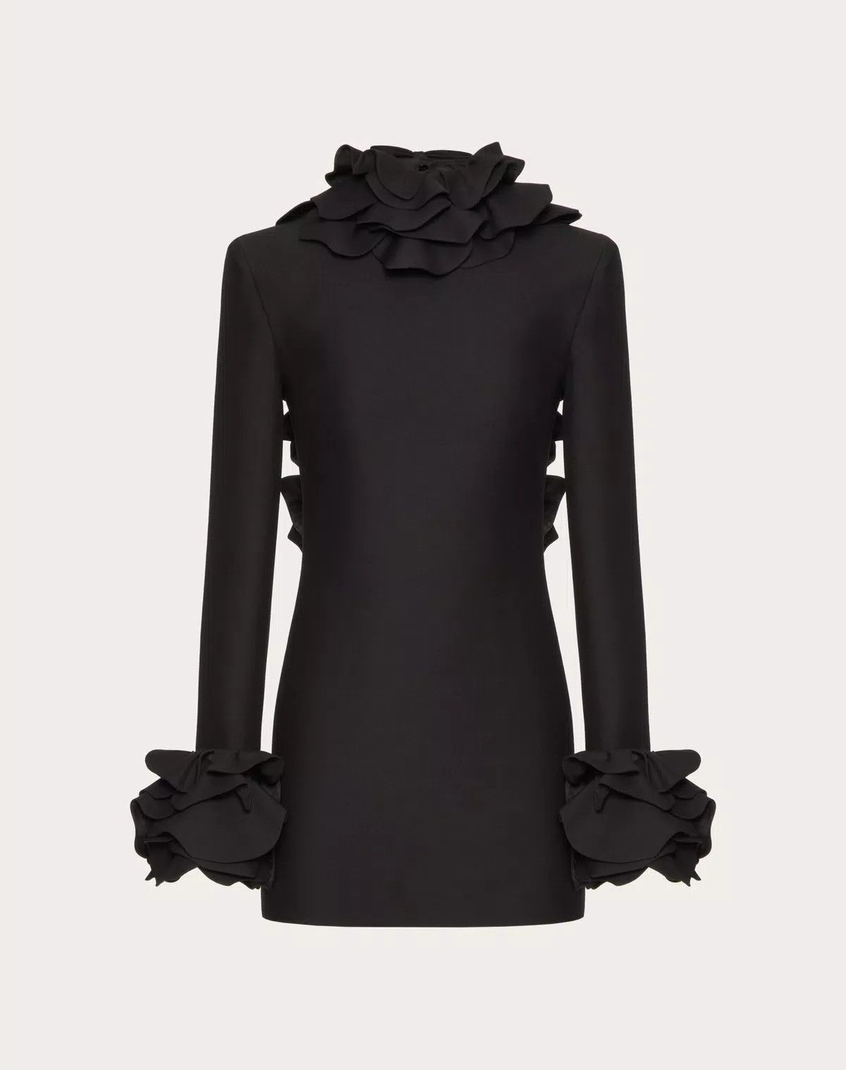 Valentino o1s1wg110426 Embroidered Crepe Couture Short Dress in Black Size M / US 6-8 / IT 42-44 - 1 Thumbnail