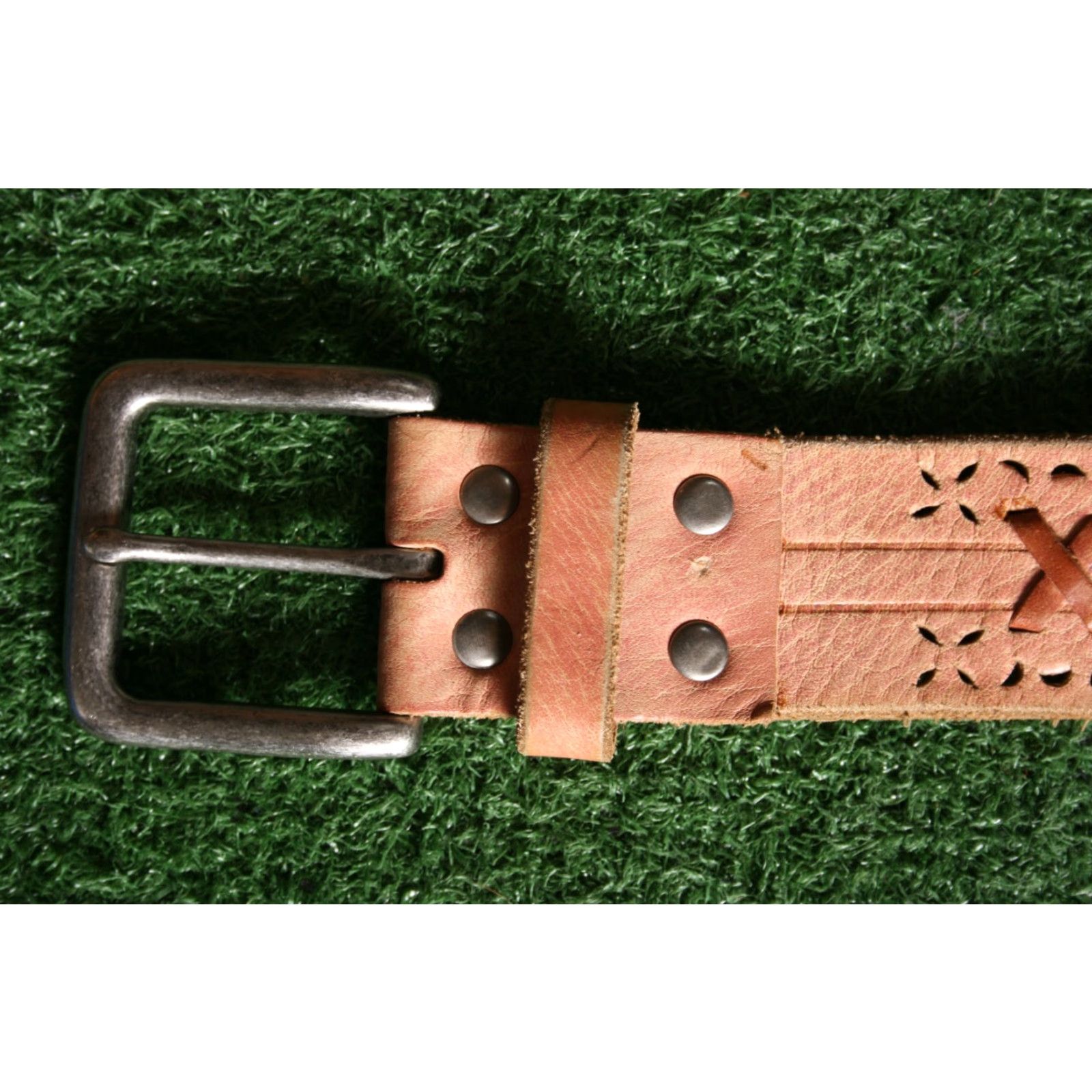 Fossil FOSSIL Belt Women's L Leather Multicolor Stitched Grommet Laser Cut Patchwork Sz. L Size ONE SIZE - 6 Thumbnail