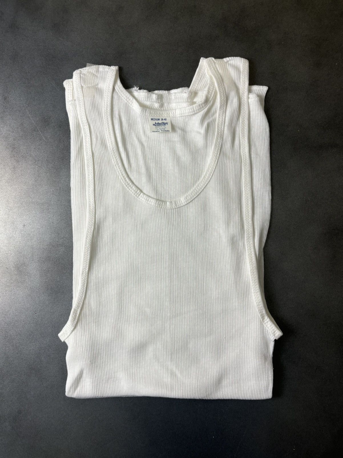 Vintage 2 Pairs Deadstock 1980s Vintage Tank Tops Made in USA Mens Size US M / EU 48-50 / 2 - 9 Thumbnail