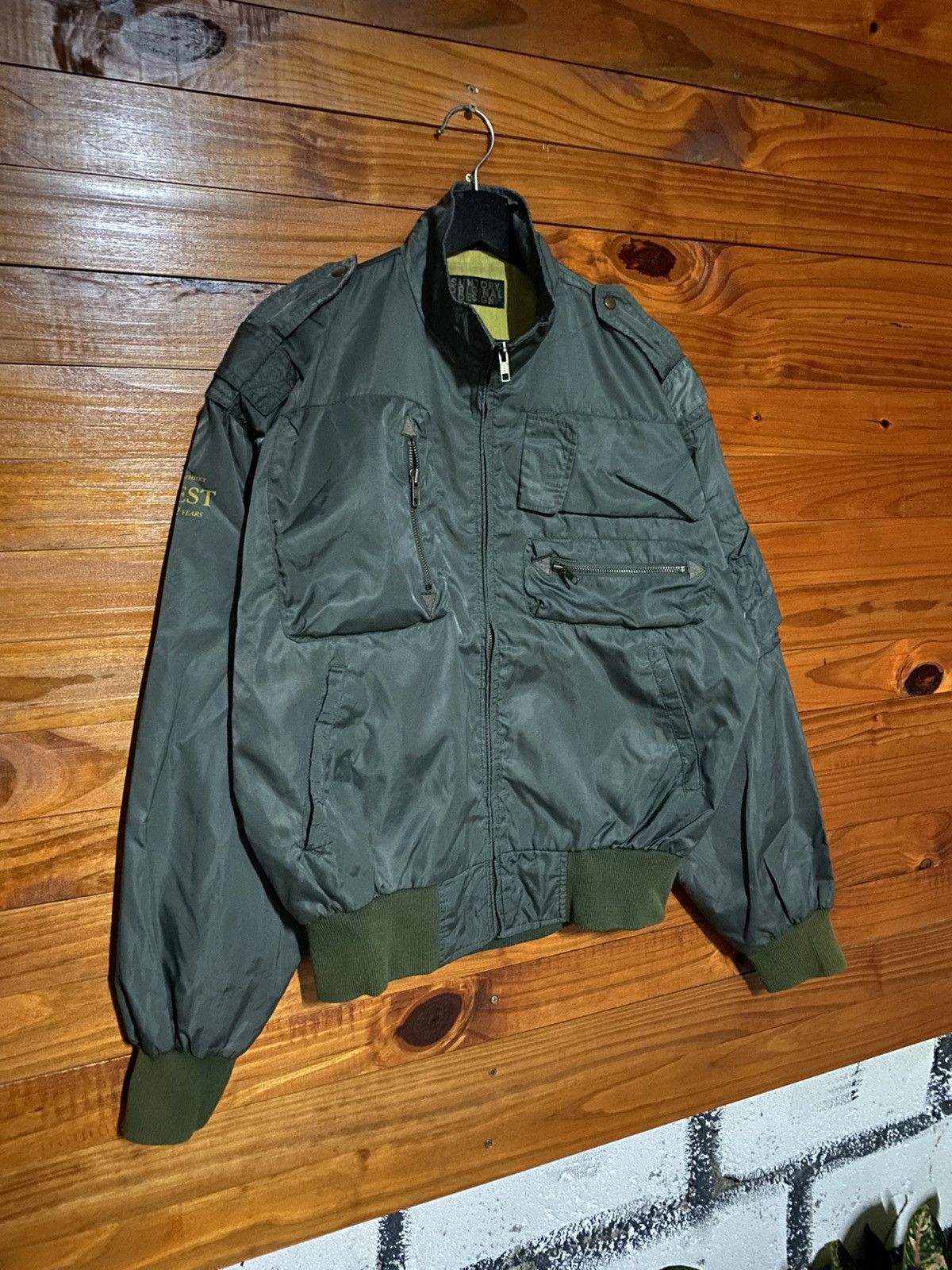 Japanese Brand Vintage Suntory Original Design Olive Green Bomber Jacket Size US M / EU 48-50 / 2 - 6 Thumbnail