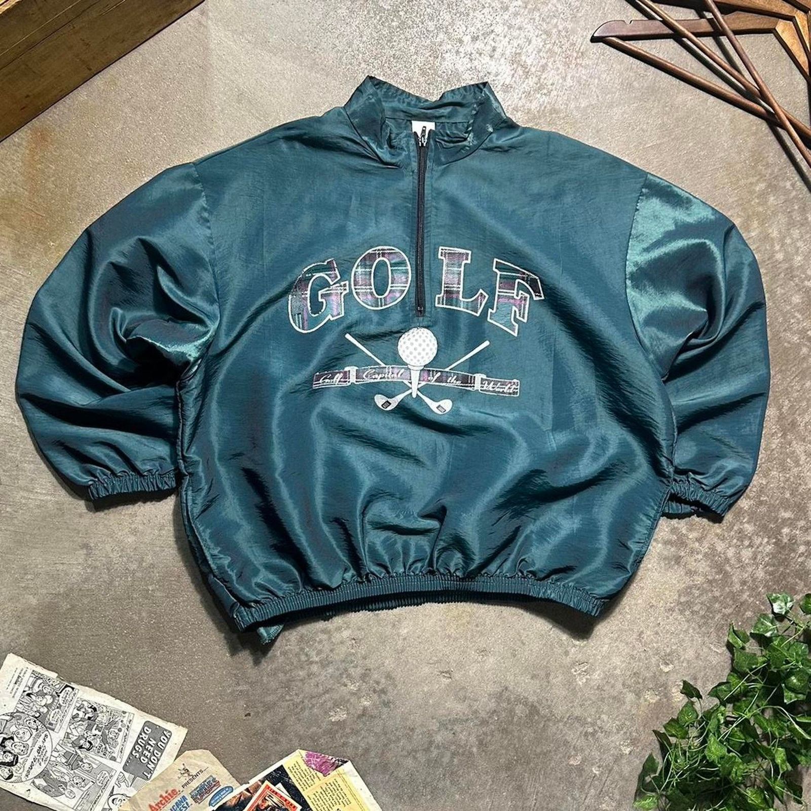 Other Vintage 90s Golf Windbreaker Jacket Men XL Quarter Zip Green Size US XL / EU 56 / 4 - 1 Thumbnail