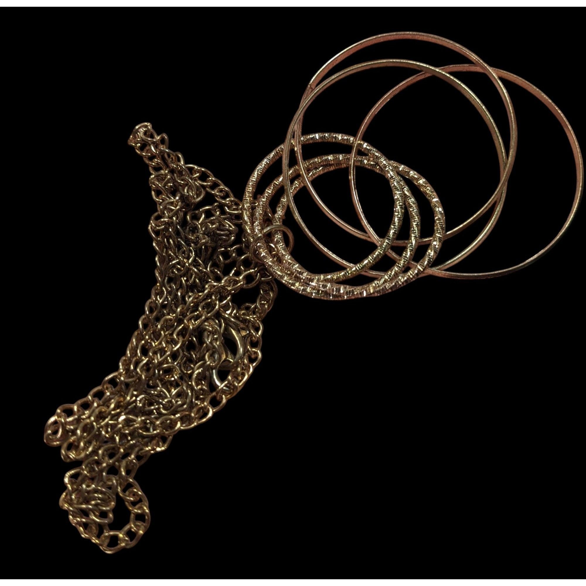 Other Casual Geometric Gold Tone Double Ring Pendant Necklace Size ONE SIZE - 5 Thumbnail