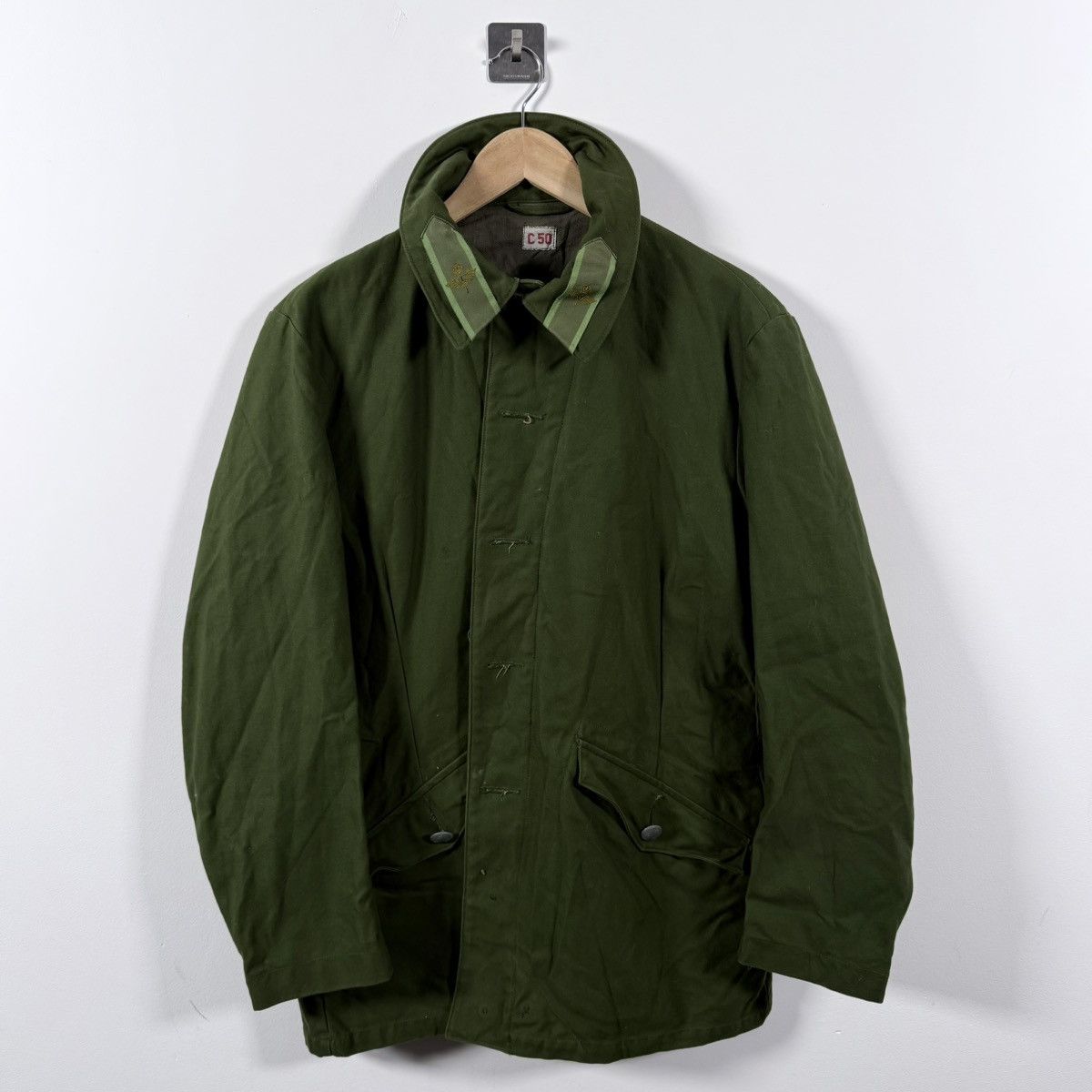 Vintage Vintage 70s Army Swedish C50 Millitary Cargo Coat Jacket Size US L / EU 52-54 / 3 - 1 Thumbnail