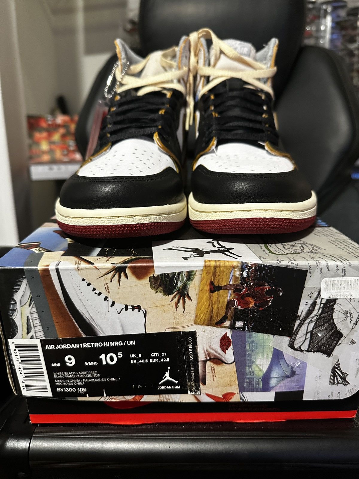 Nike Jordan 1 Union La Black Toe Size US 9 / EU 42 - 1 Thumbnail